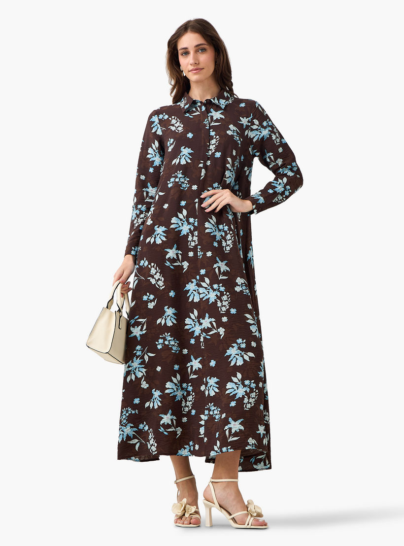 فستان قميص بوصلة أزرار مخفية وطبعات للنساء من آيكونيك-women-clothing-dresses-image-4