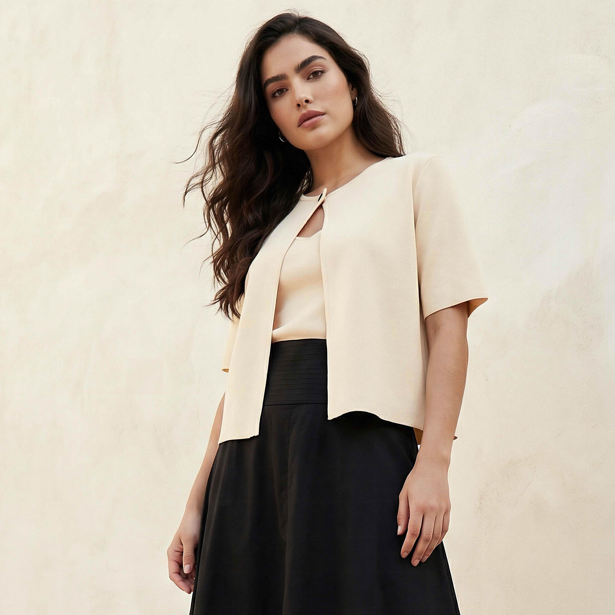 سترة شروغ قصيرة بياقة مستديرة من آيكونيك-women-clothing-shirtsandblouses-blouses-image-5