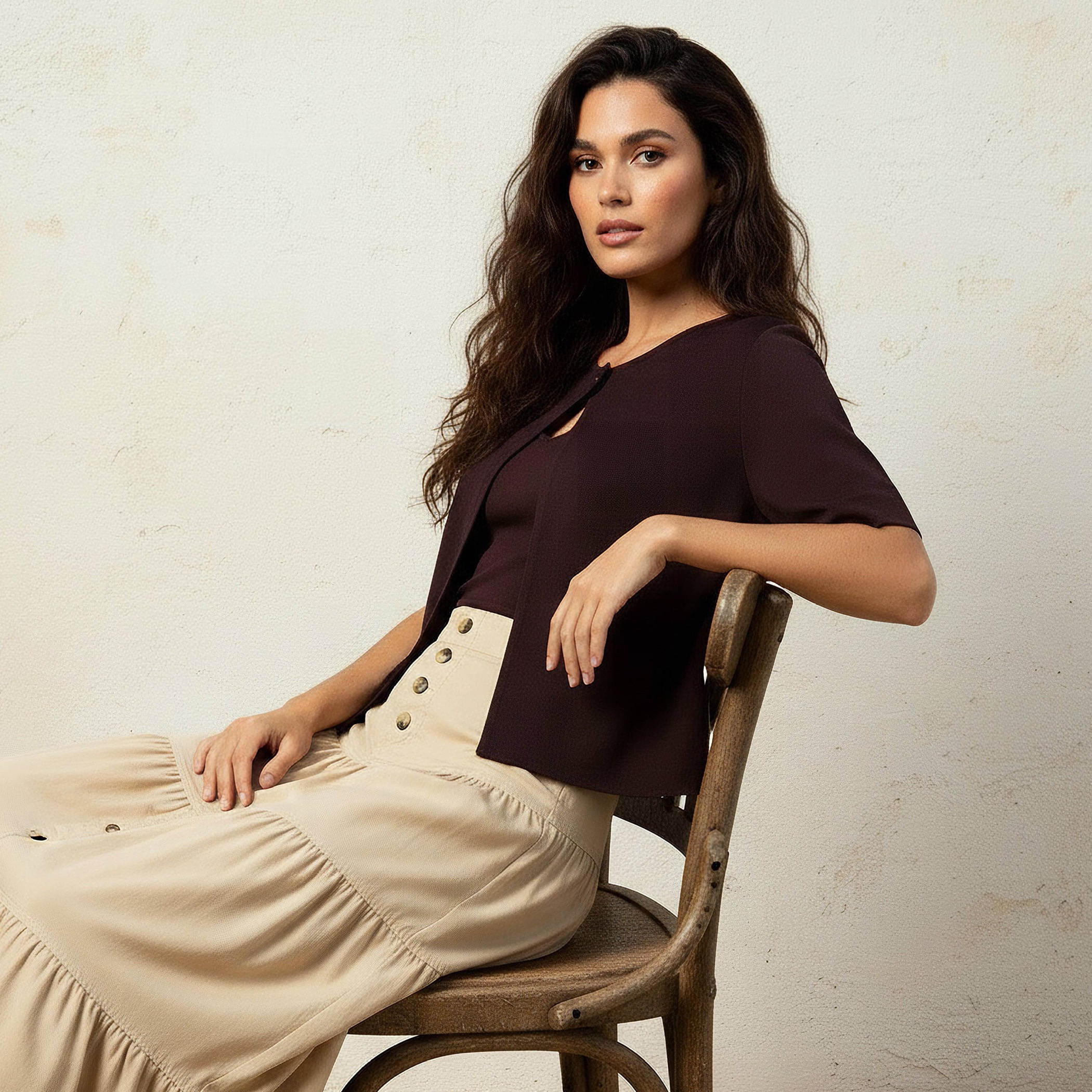 سترة شروغ قصيرة بياقة مستديرة من آيكونيك-women-clothing-shirtsandblouses-blouses-image-1