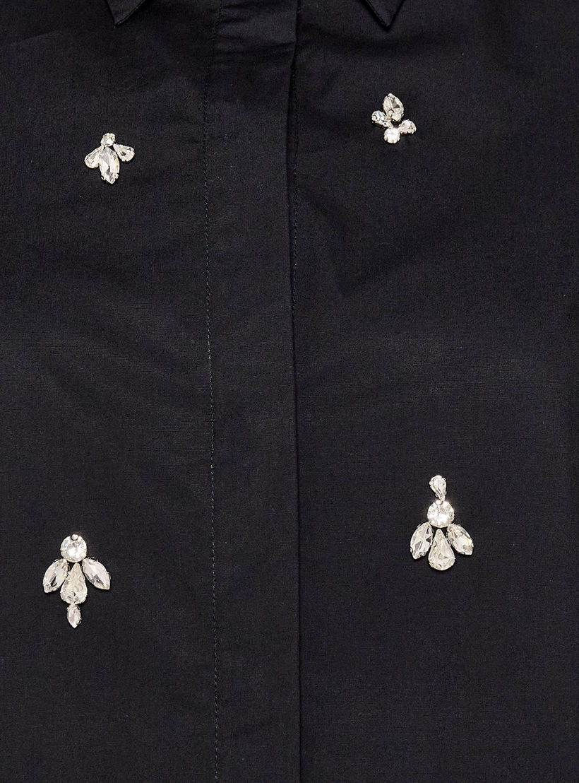 Iconic Relaxed Fit Cotton Shirt with Stone Embellishment-women-clothing-shirtsandblouses-shirts-image-2
