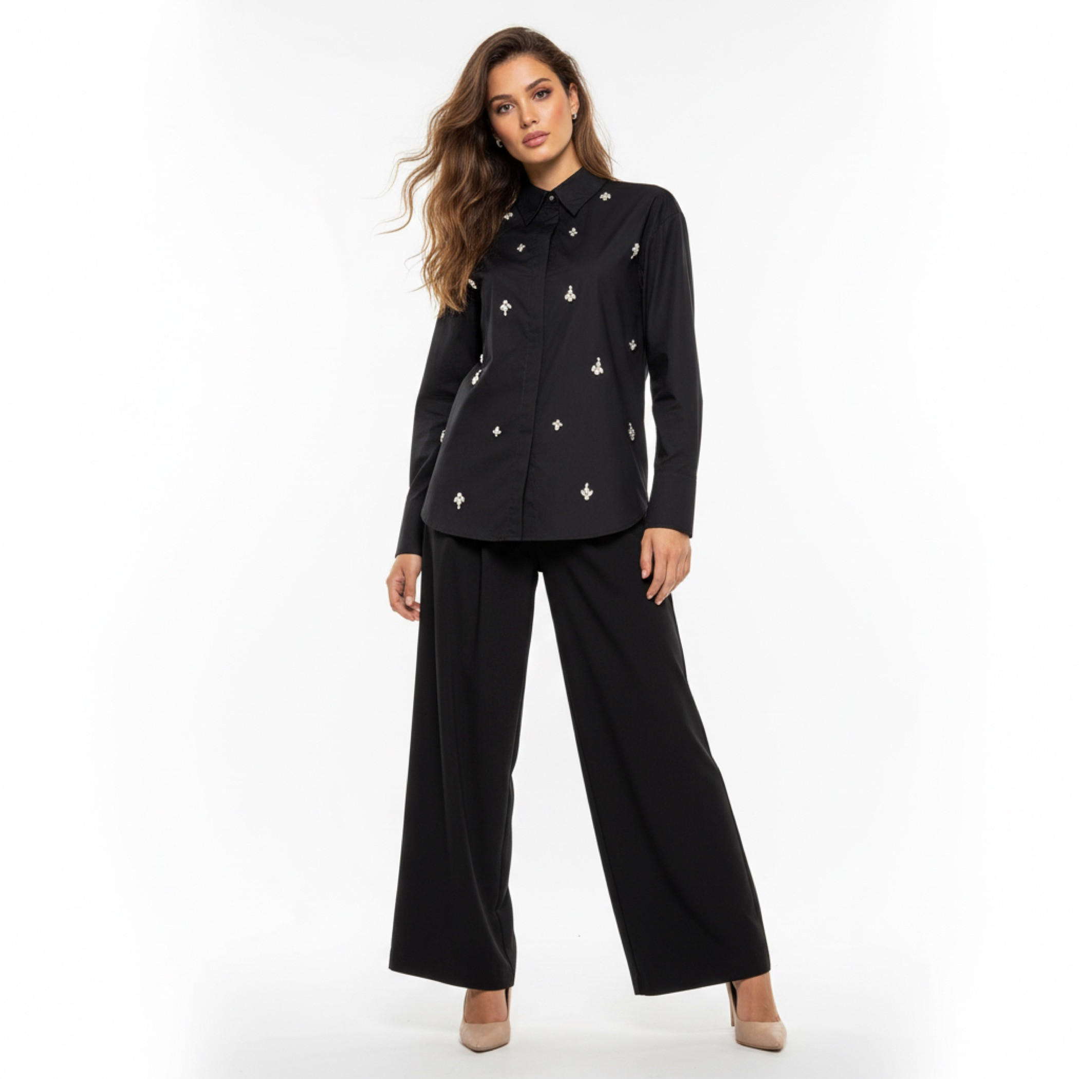 Iconic Relaxed Fit Cotton Shirt with Stone Embellishment-women-clothing-shirtsandblouses-shirts-image-3