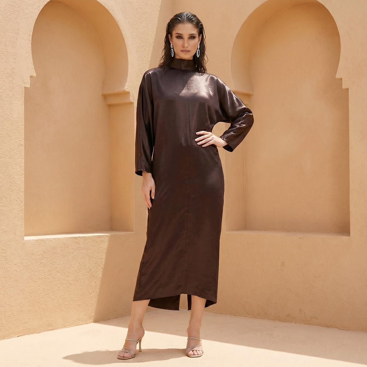 فستان قفطان ميدي بفتحة من آيكونيك-women-clothing-dresses-image-1