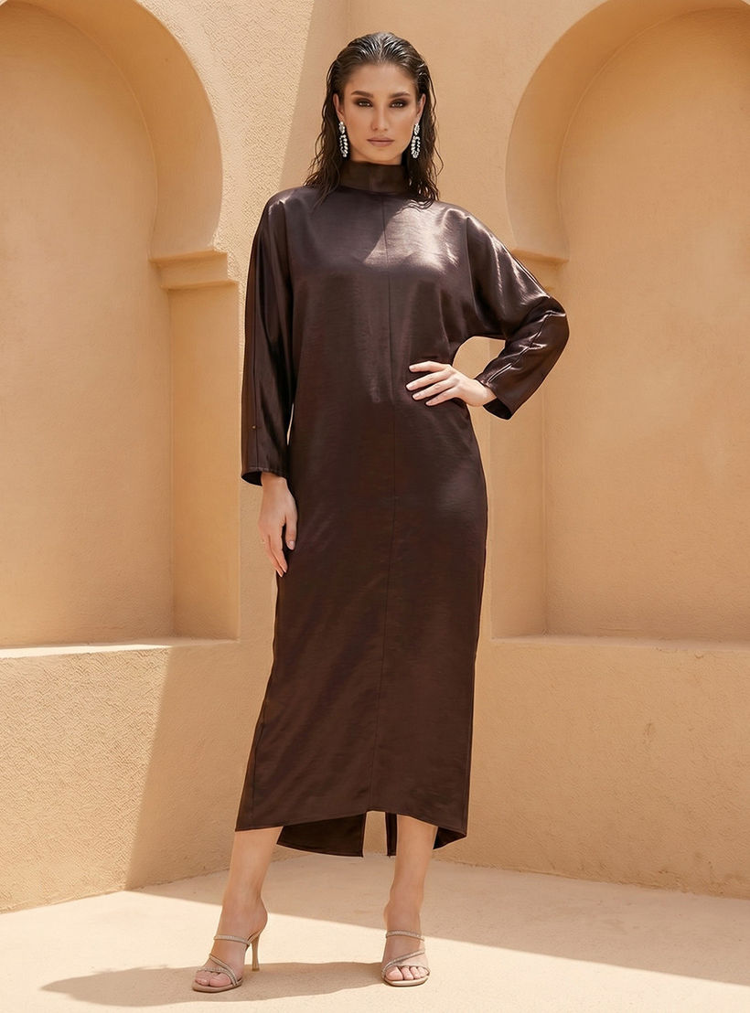 فستان قفطان ميدي بفتحة من آيكونيك-women-clothing-dresses-image-1