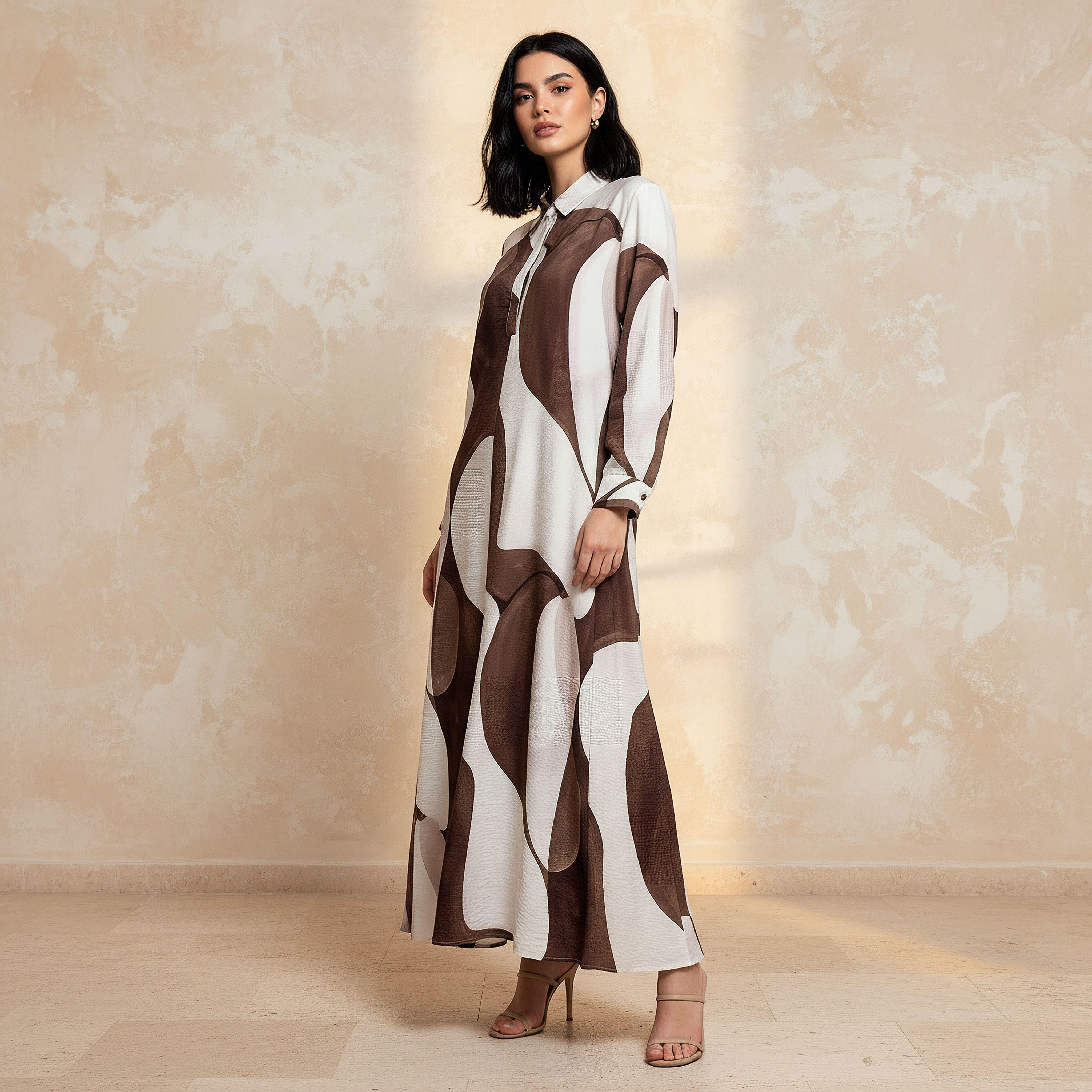 Iconic Printed A-line Women Dress with Concealed Placket-women-clothing-dresses-image-1