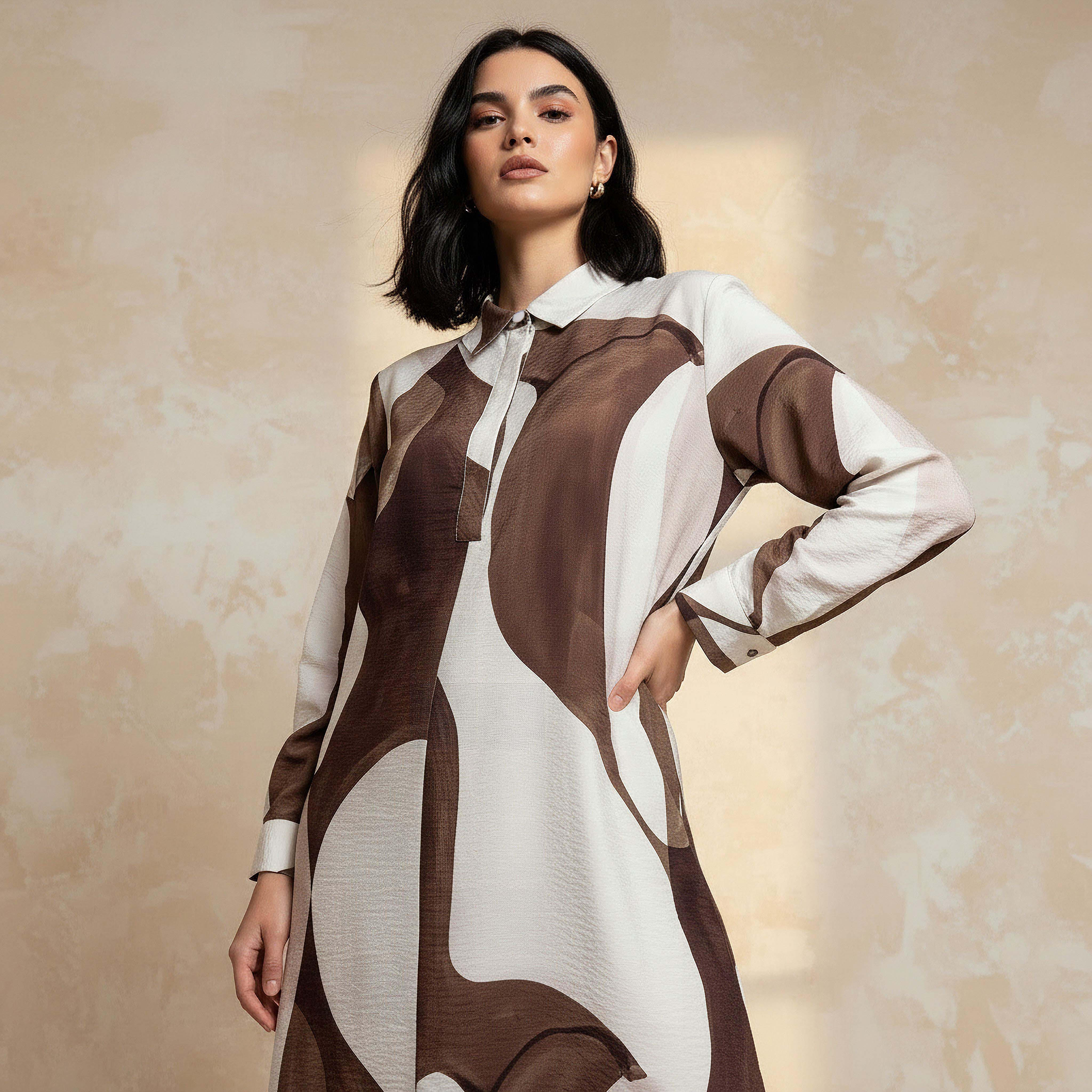 Iconic Printed A-line Women Dress with Concealed Placket-women-clothing-dresses-image-3
