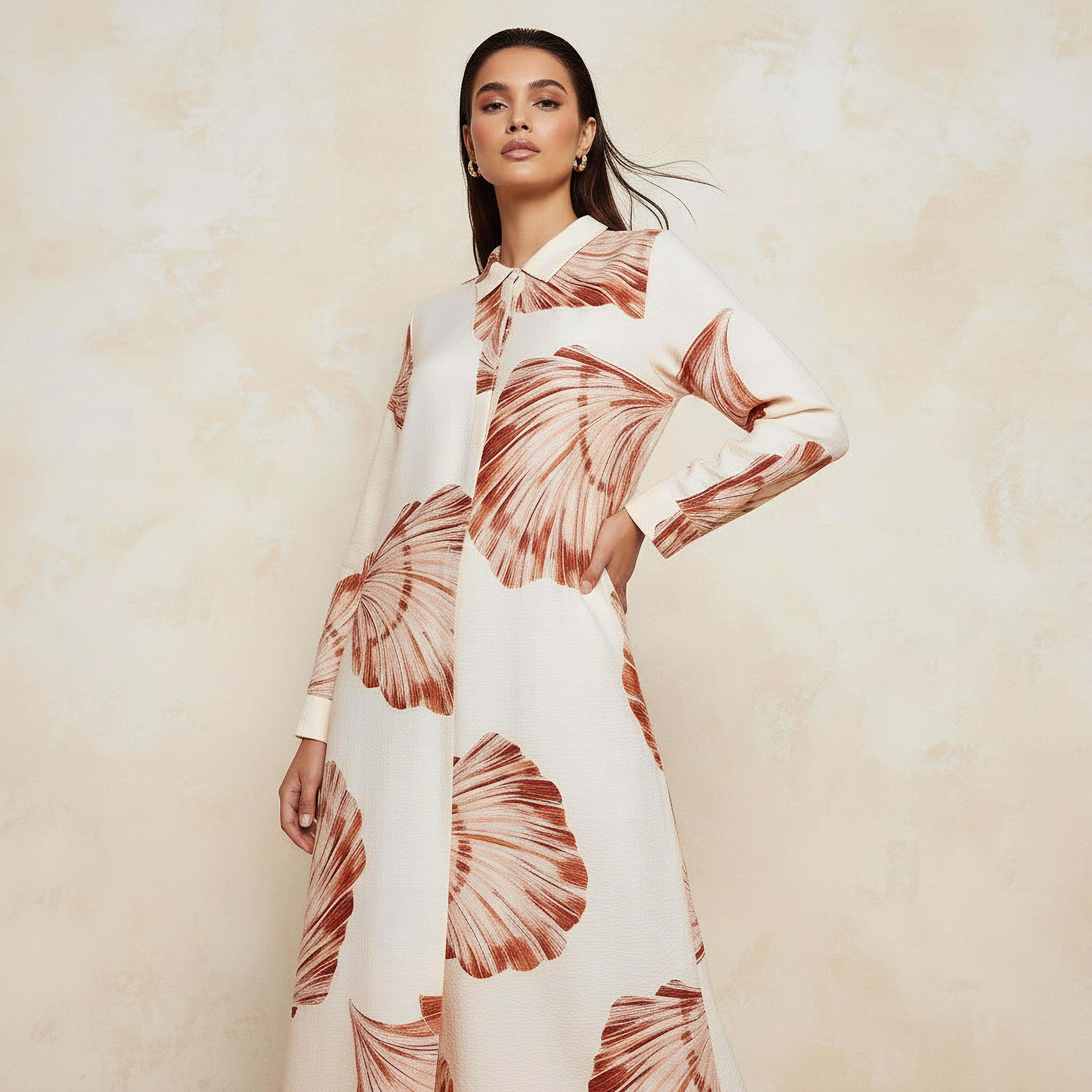 فستان إيه لاين بوصلة أزرار مخفية وطبعات من آيكونيك-women-clothing-dresses-image-3