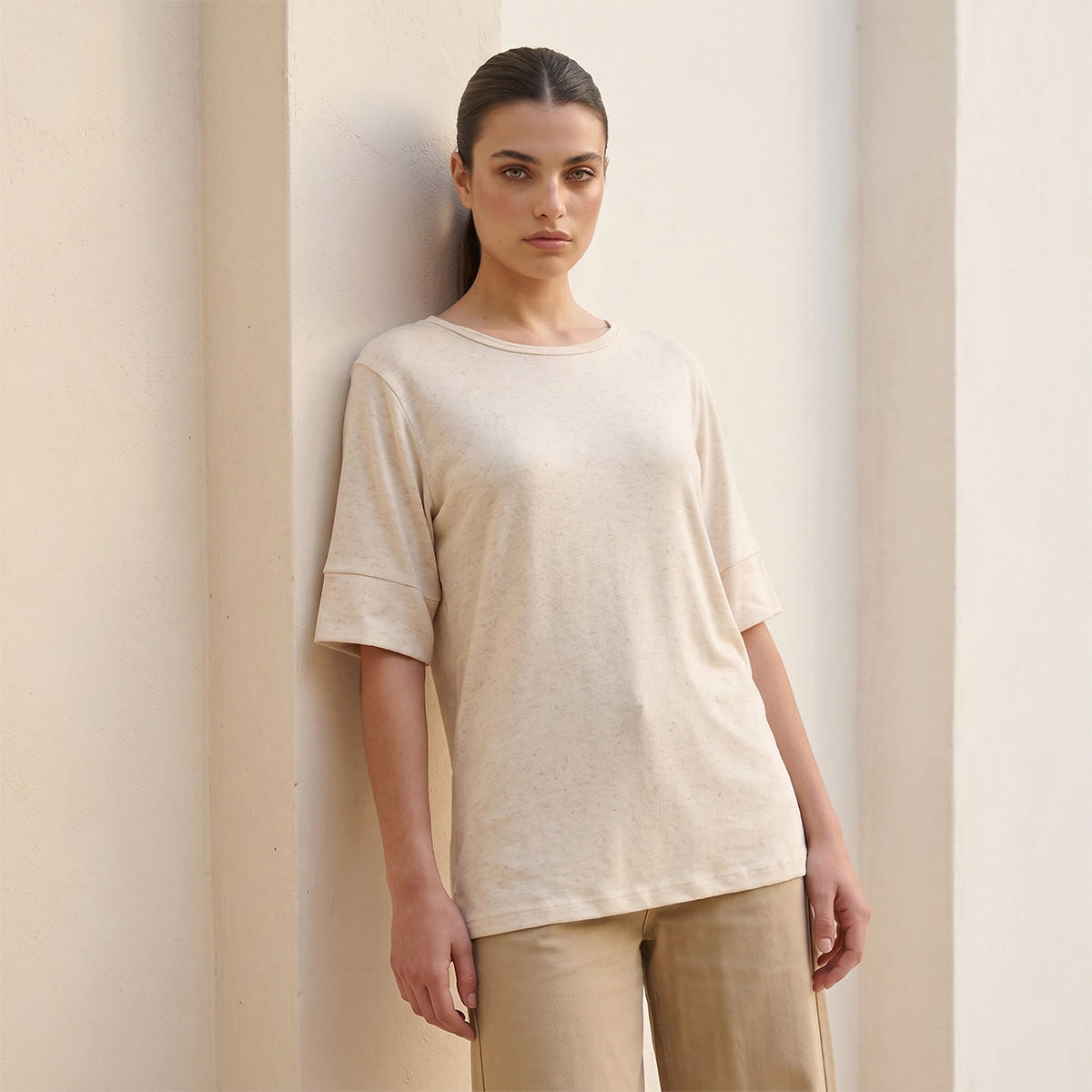 Splash Iconic Regular Fit T-shirt with Crew Neck-women-clothing-tshirts-image-1