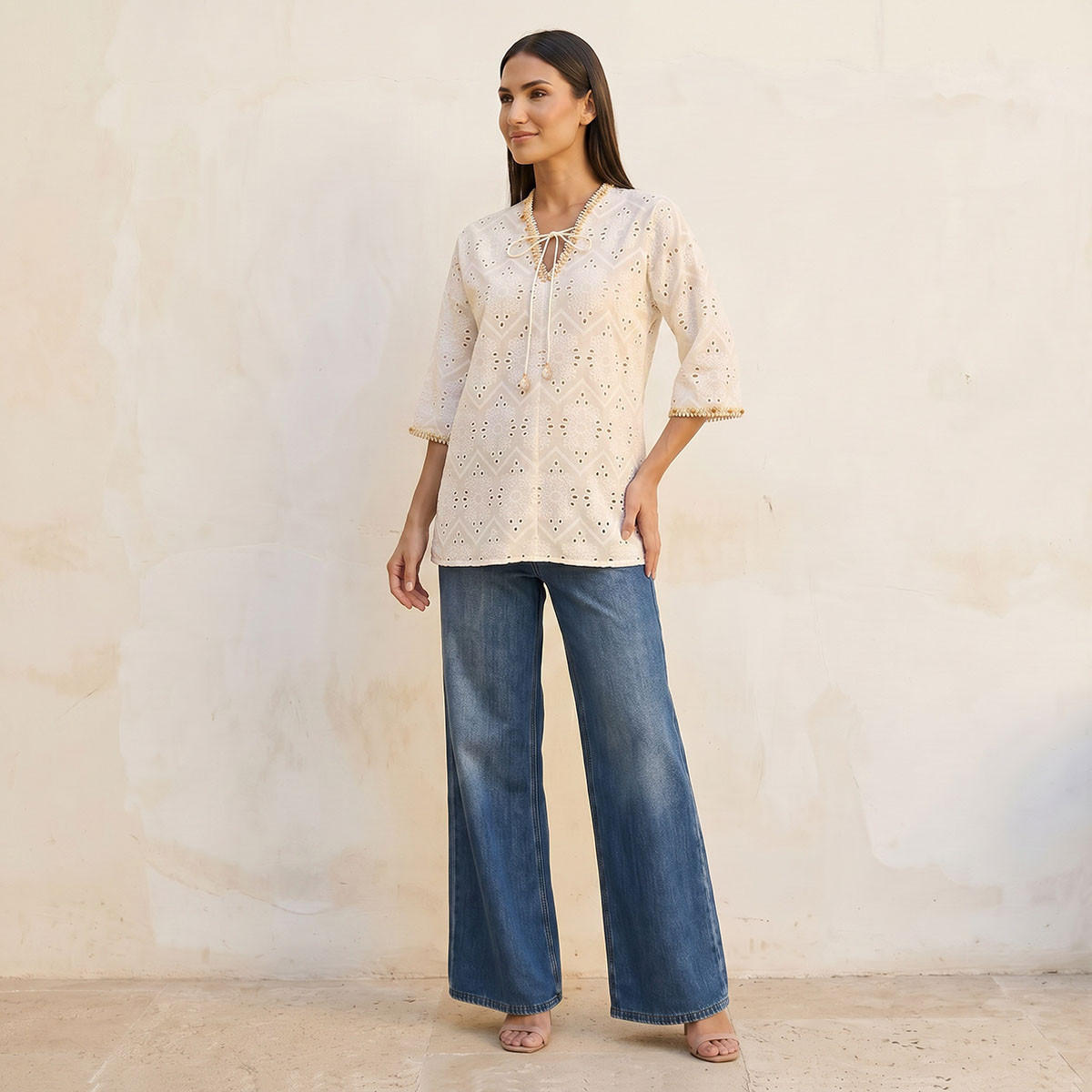 Splash Iconic Relaxed Fit Cotton Top Tassle Tie-Ups-women-clothing-shirtsandblouses-blouses-image-3