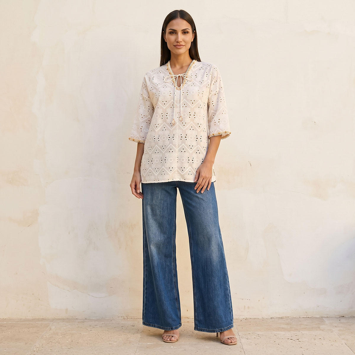 Splash Iconic Relaxed Fit Cotton Top Tassle Tie-Ups-women-clothing-shirtsandblouses-blouses-image-5