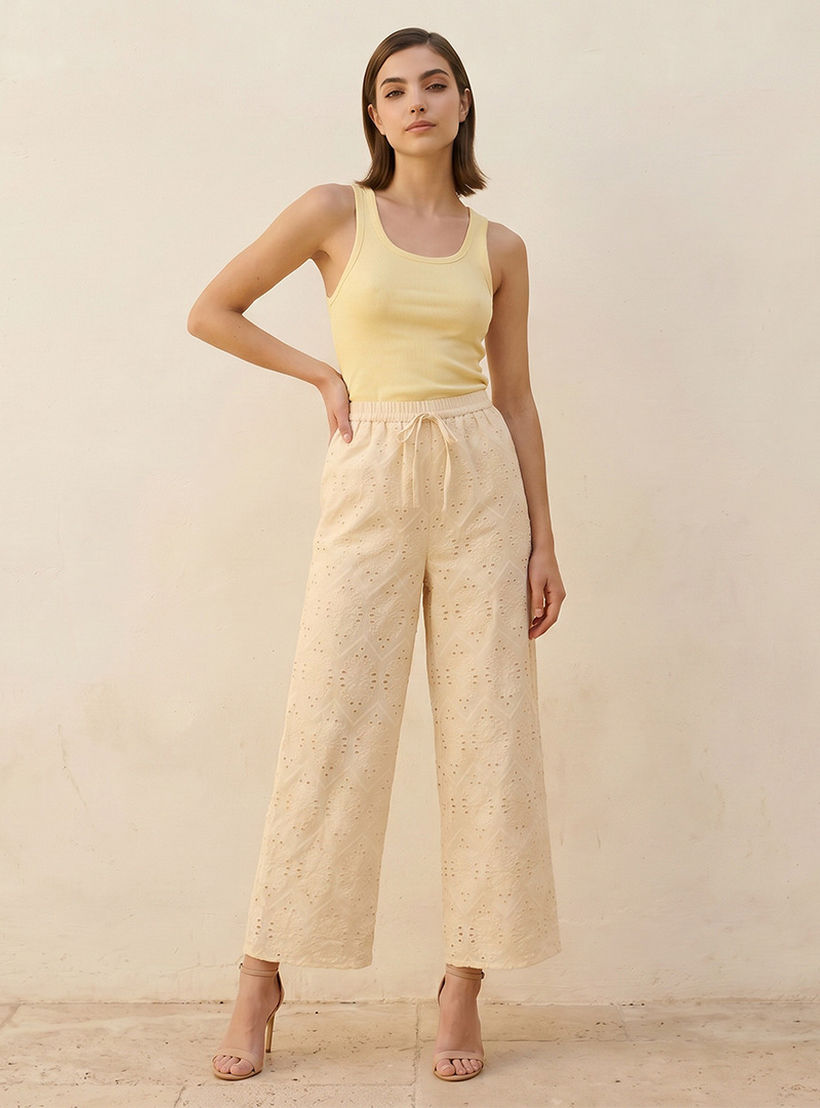 Iconic Elasticated Waist Embroidered Cotton Wide Leg Pants-women-clothing-bottoms-trousers-image-3