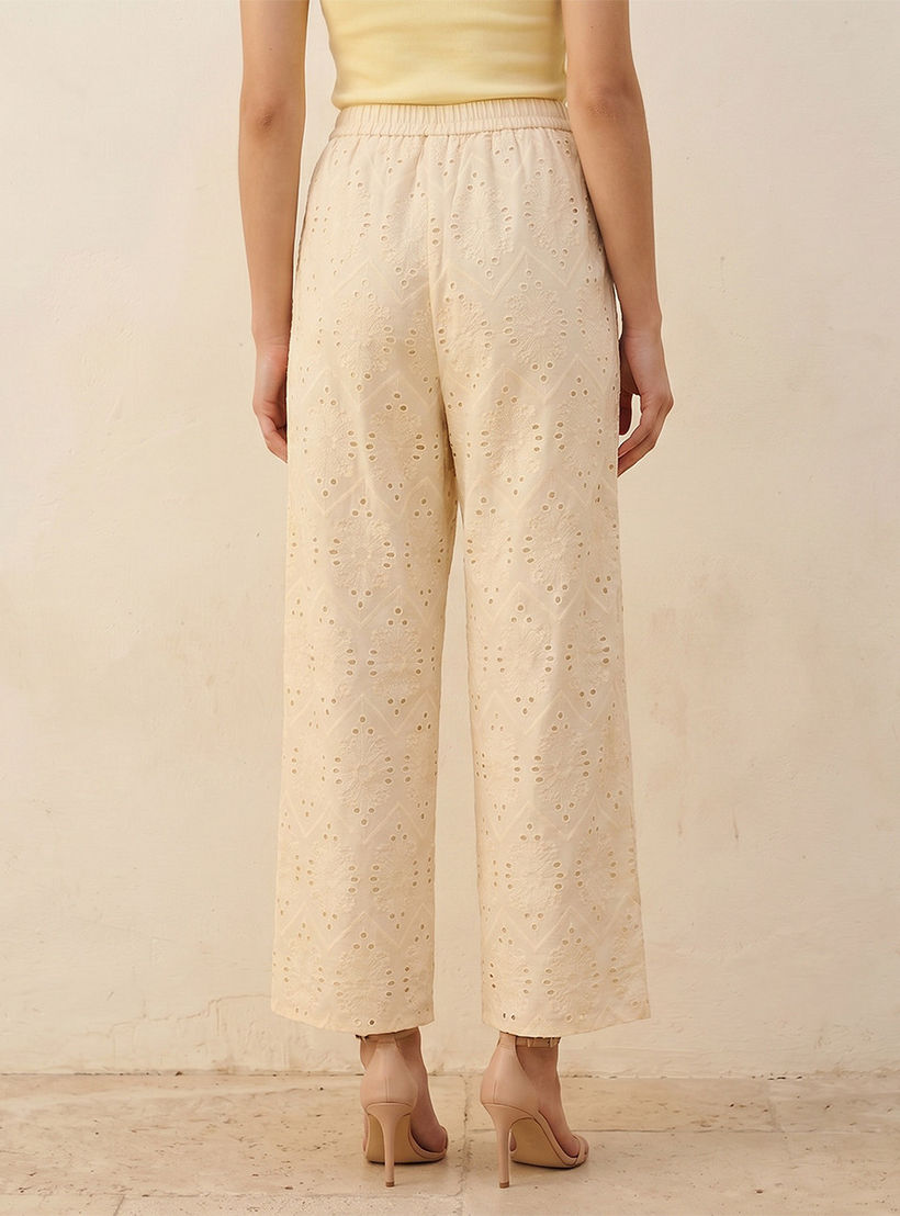 Iconic Elasticated Waist Embroidered Cotton Wide Leg Pants-women-clothing-bottoms-trousers-image-4