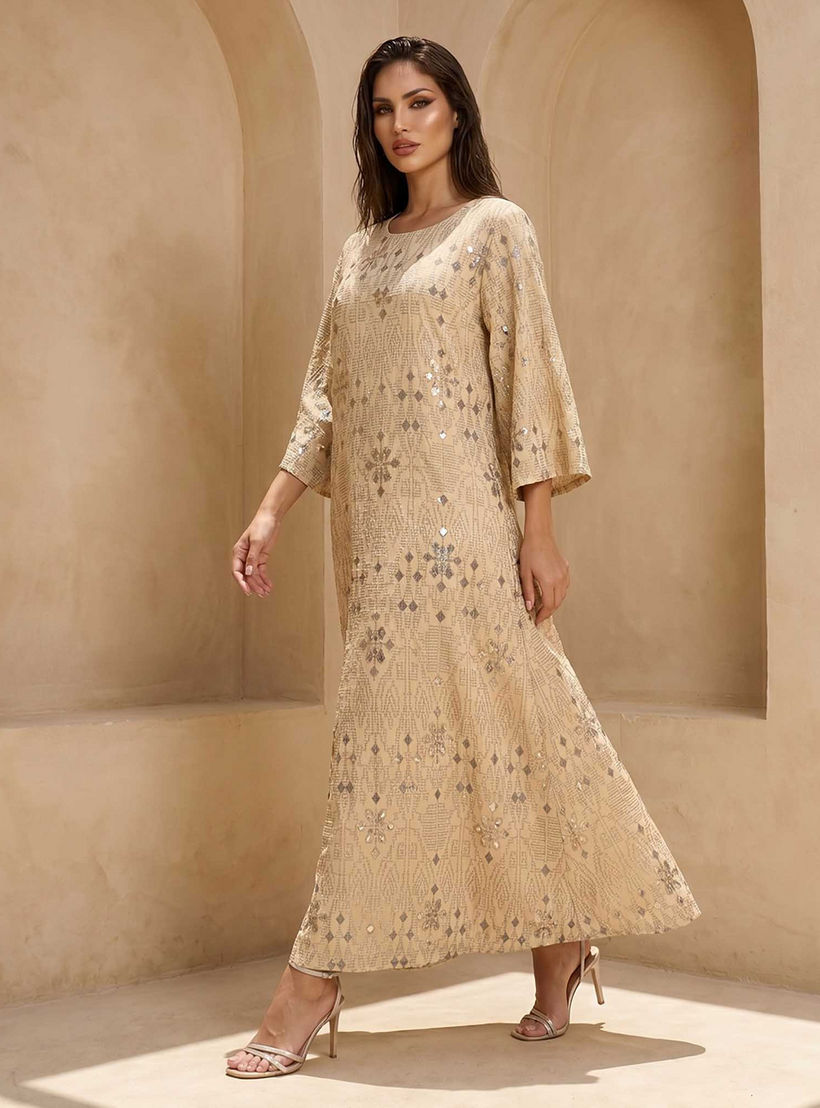 فستان ماكسي إيه لاين بتصميم مطرز من آيكونيك-women-clothing-dresses-image-3