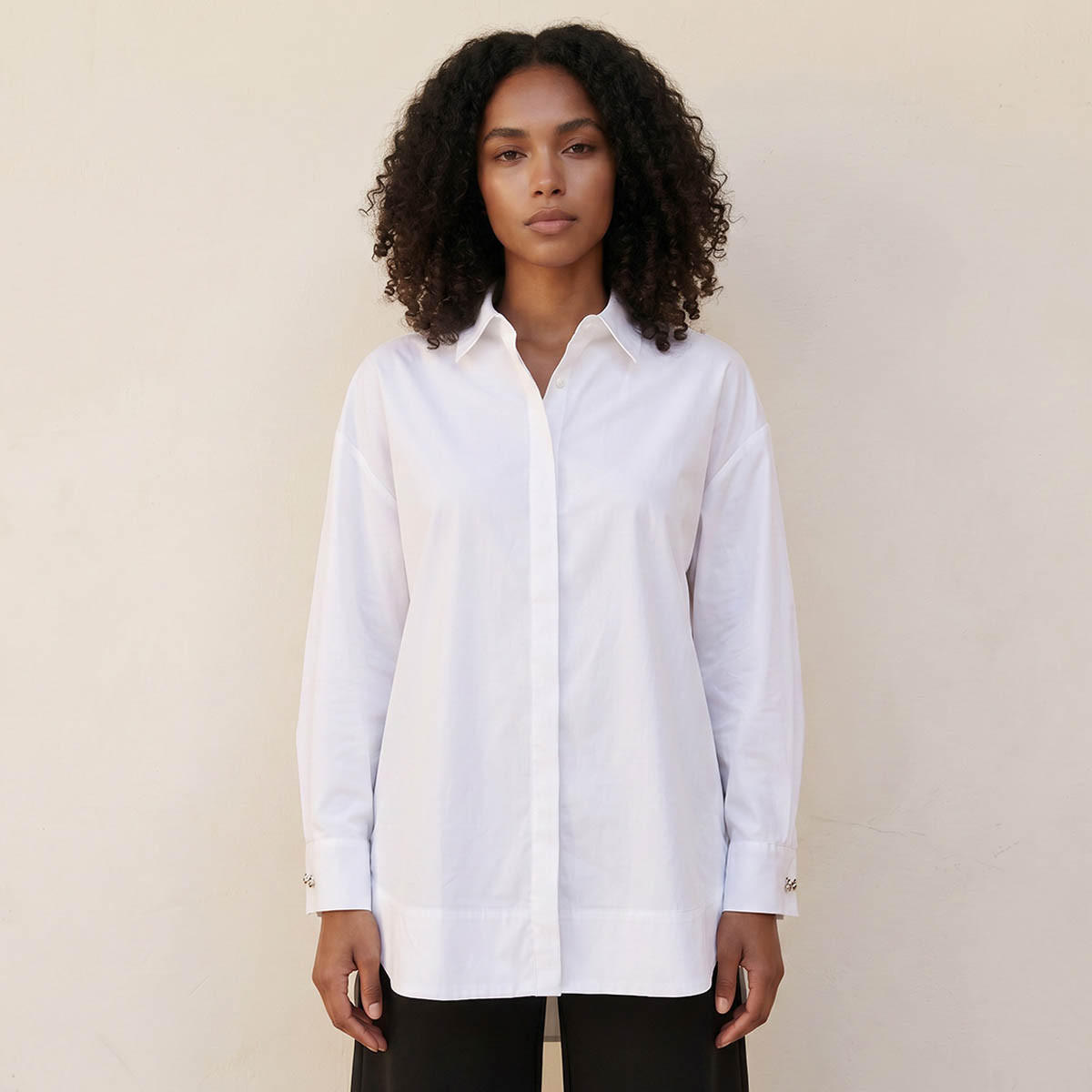 Iconic Poplin Relaxed Fit Shirt with High-Low Hem-women-clothing-shirtsandblouses-shirts-image-1