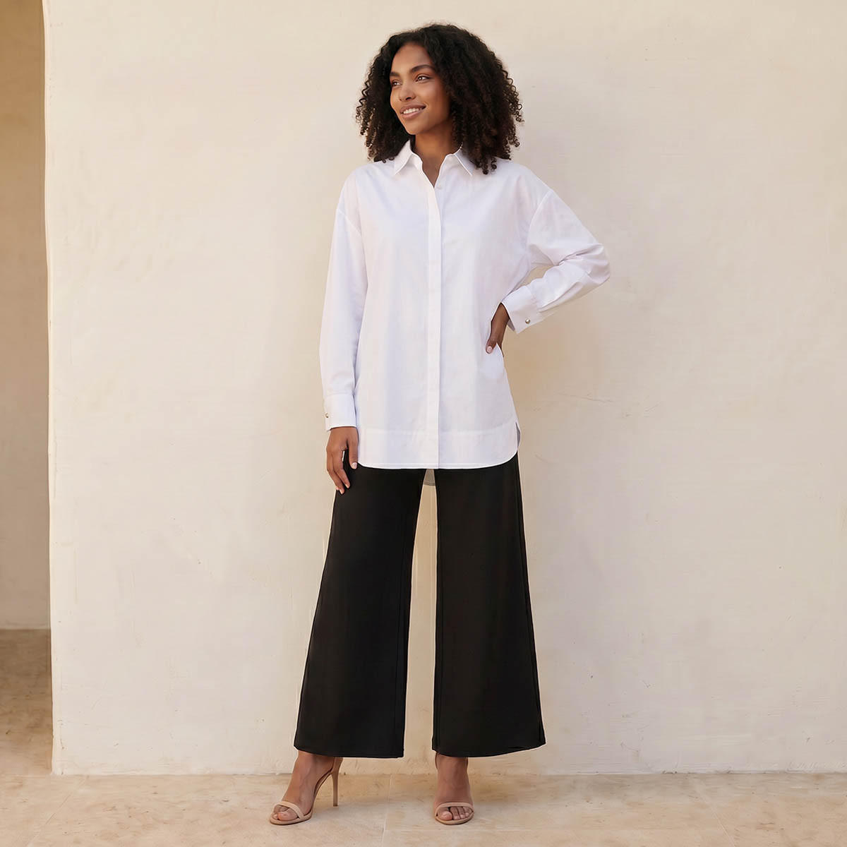 Iconic Poplin Relaxed Fit Shirt with High-Low Hem-women-clothing-shirtsandblouses-shirts-image-3