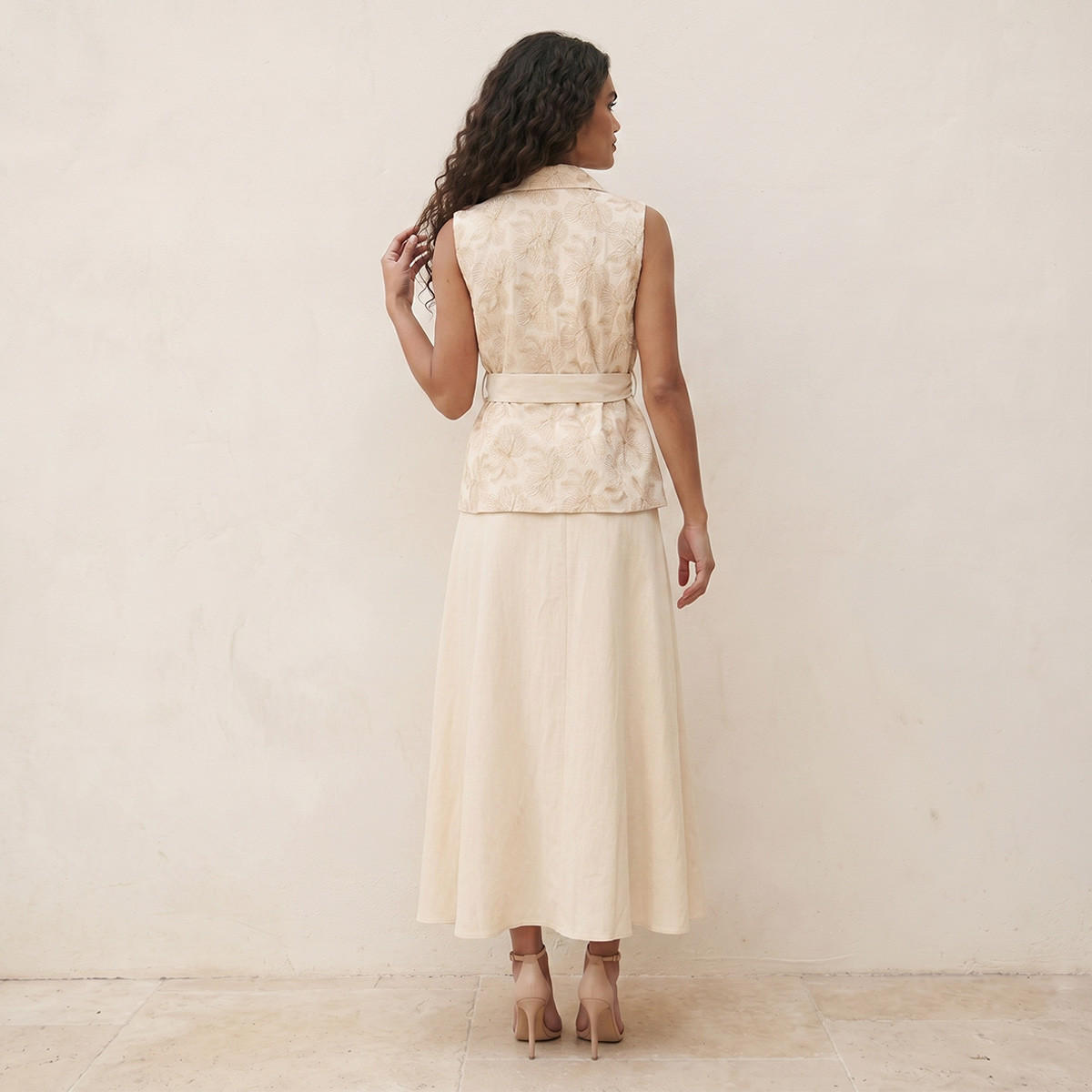 فستان إيه لاين مزيج كتان مطرز من سبلاش أيكونيك-women-clothing-dresses-image-3