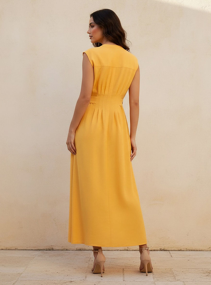 Iconic A-line Midi Dress with Button Flaps-women-clothing-dresses-image-3