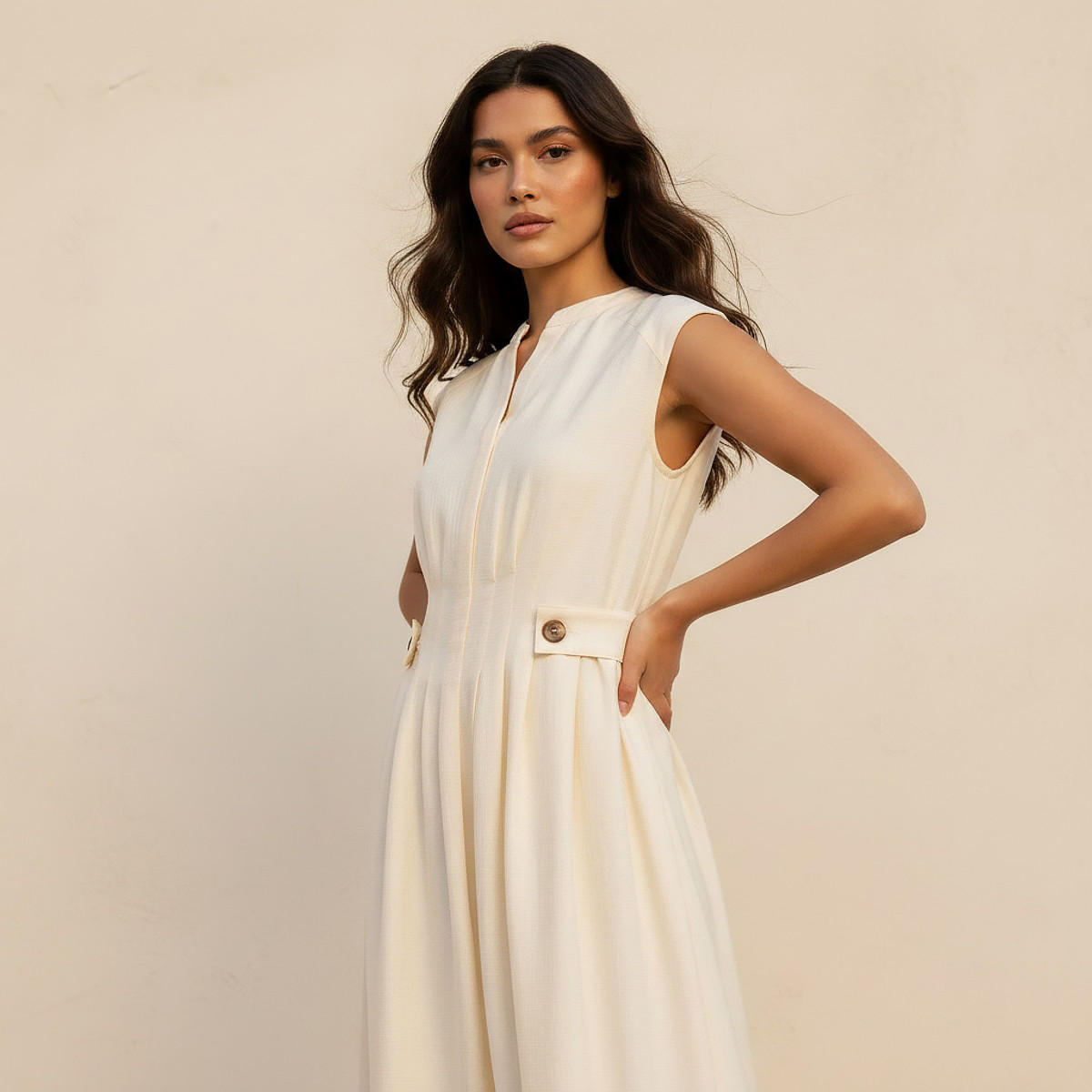 فستان إيه لاين ميدي بأزرار من آيكونيك-women-clothing-dresses-image-3