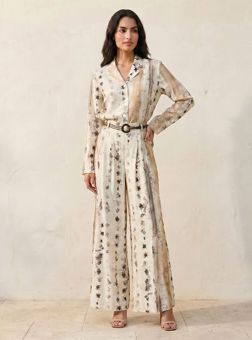 بنطلون واسع الساق بنقوش عصرية وحزام خصر من سبلاش آيكونيك-women-clothing-trousers-image-3