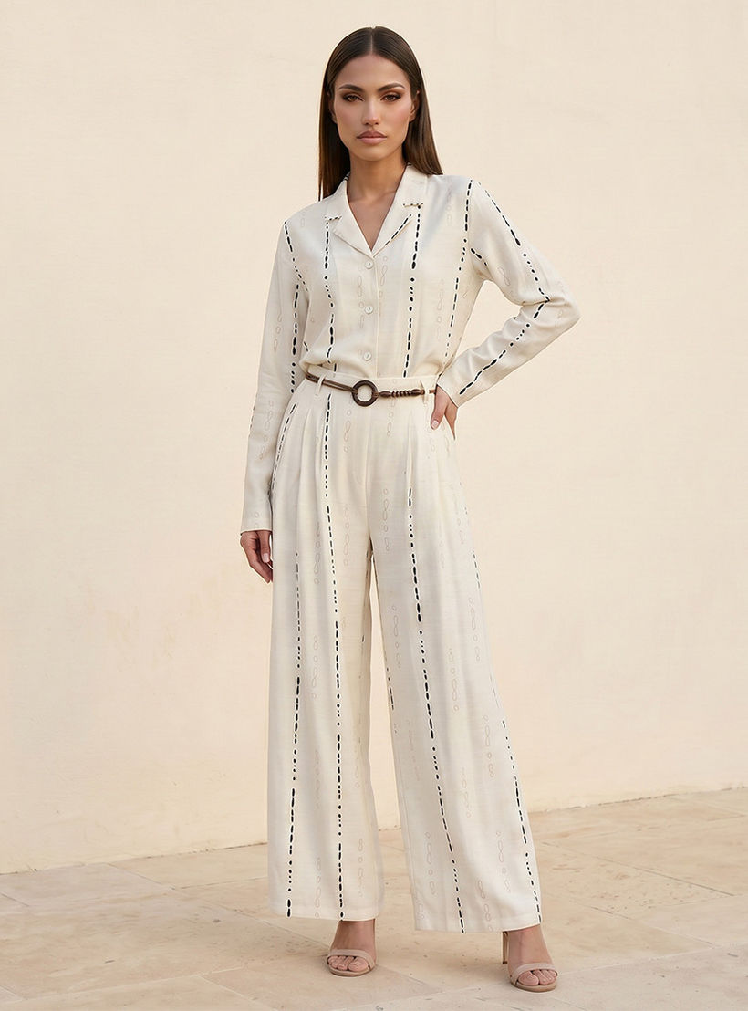 بنطلون واسع الساق بنقوش عصرية وحزام خصر من سبلاش آيكونيك-women-clothing-trousers-image-3