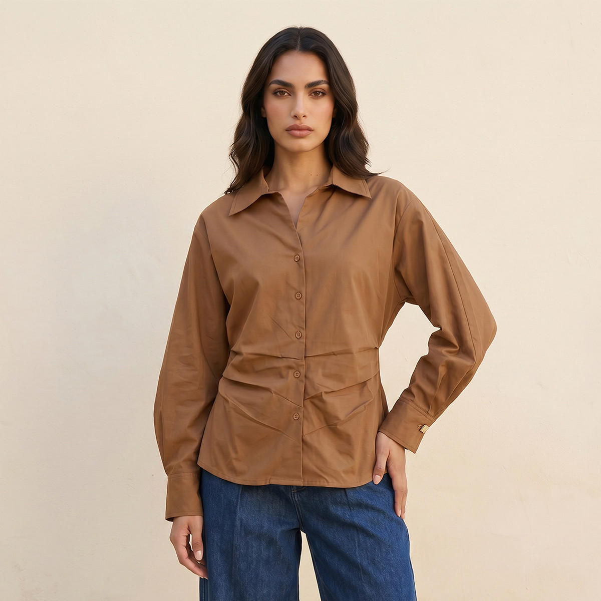 Splash Iconic Poplin Shirt with Volume Sleeves-women-clothing-shirtsandblouses-shirts-image-1