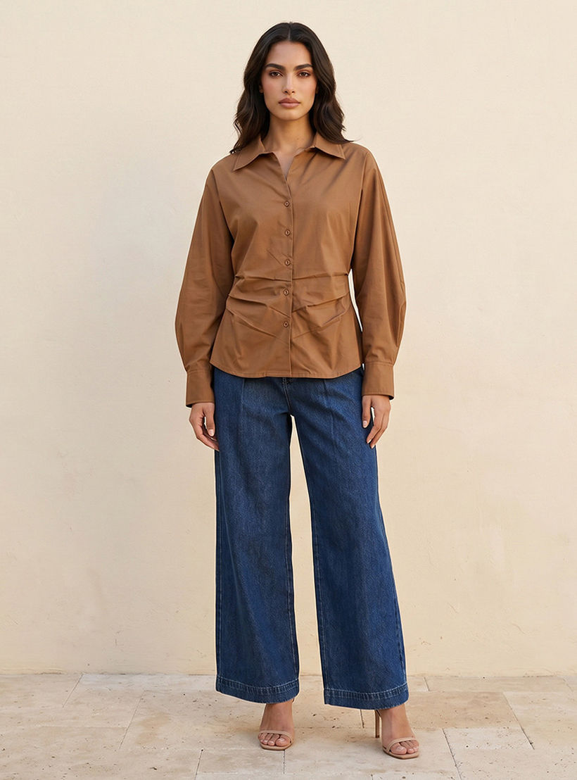 Splash Iconic Poplin Shirt with Volume Sleeves-women-clothing-shirtsandblouses-shirts-image-3
