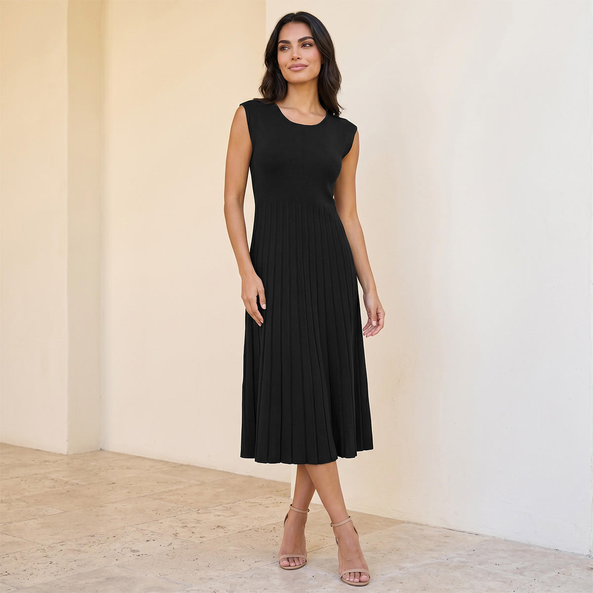 Splash Iconic A-line Midi Dress Pleated-women-clothing-dresses-image-1
