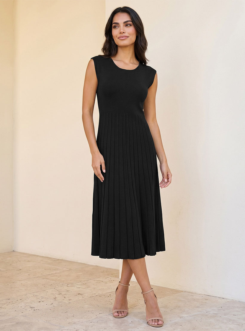 Splash Iconic A-line Midi Dress Pleated-women-clothing-dresses-image-1