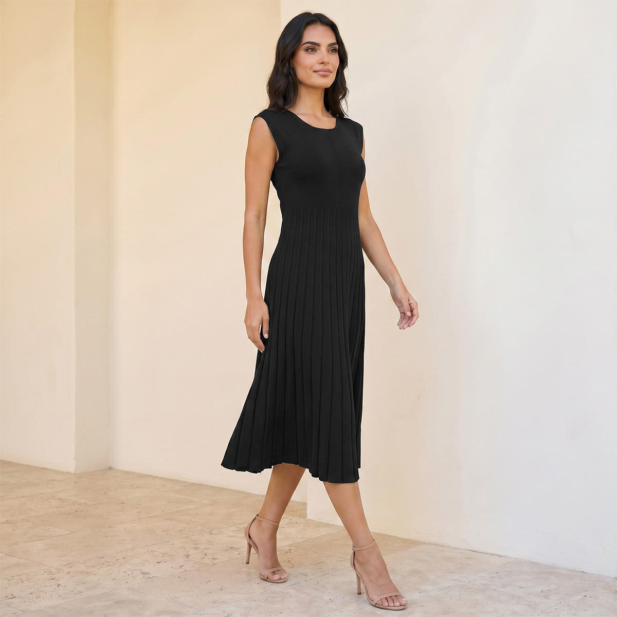 Splash Iconic A-line Midi Dress Pleated-women-clothing-dresses-image-3