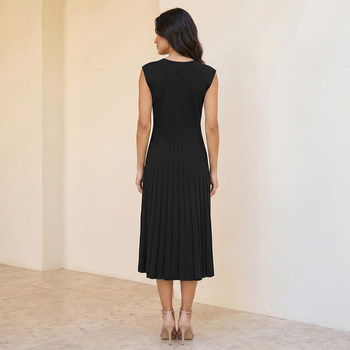 Splash Iconic A-line Midi Dress Pleated-women-clothing-dresses-image-4