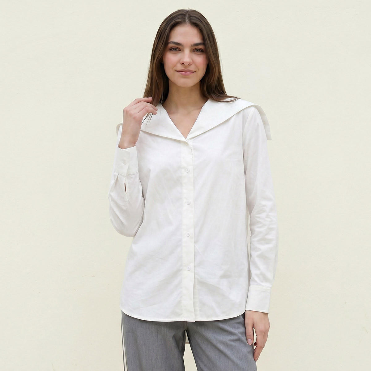 Splash Iconic Cotton Shirt Sailor Collar-women-clothing-shirtsandblouses-shirts-image-1