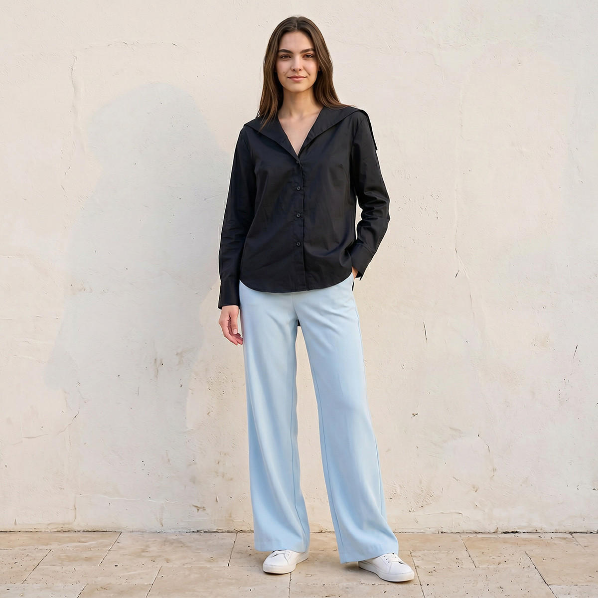 قميص قطن بياقة بحار من سبلاش أيكونيك-women-clothing-shirtsandblouses-shirts-image-3