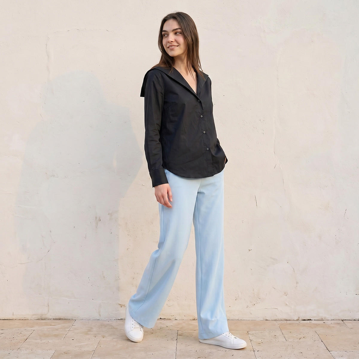 قميص قطن بياقة بحار من سبلاش أيكونيك-women-clothing-shirtsandblouses-shirts-image-5