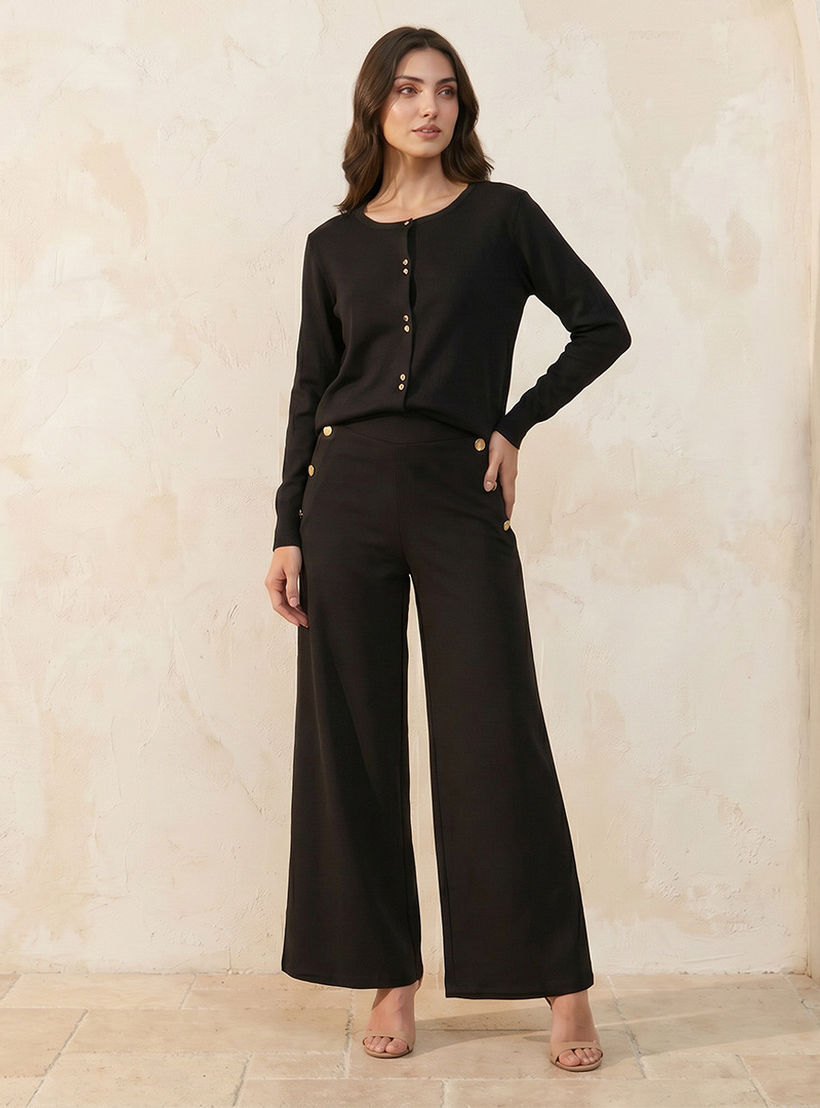 Splash Iconic Textured Round Neck Cardigan-women-winterwear-cardigansandjumpers-cardigans-image-3