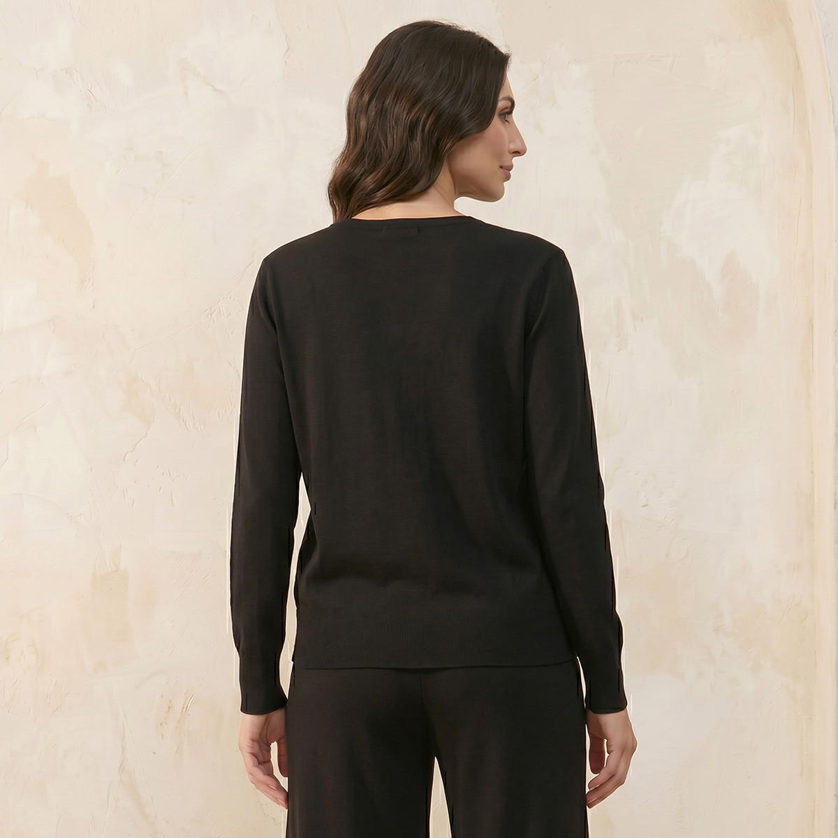Splash Iconic Textured Round Neck Cardigan-women-winterwear-cardigansandjumpers-cardigans-image-4