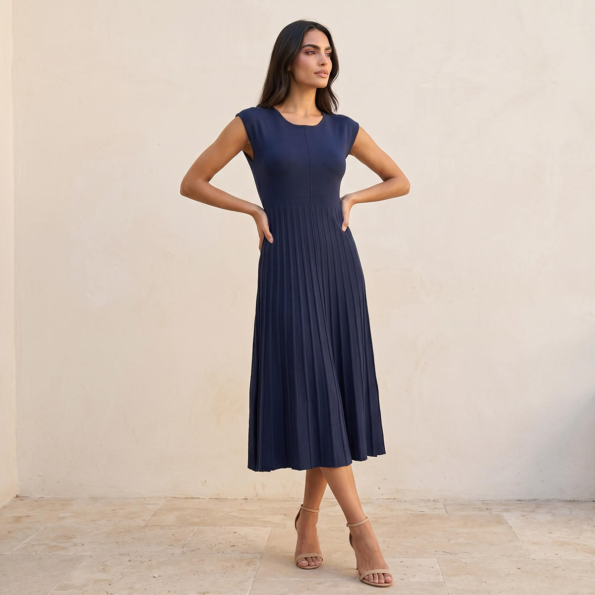 Splash Iconic A-line Midi Dress Pleated-women-clothing-dresses-image-1
