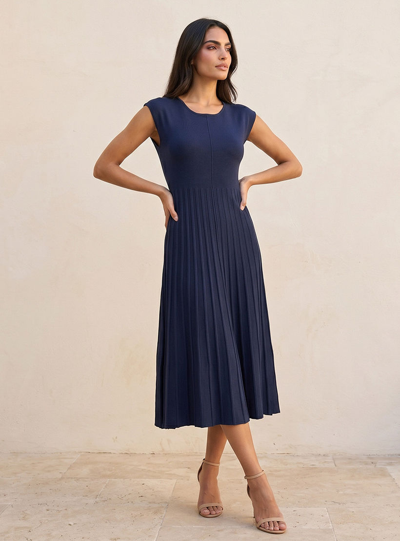 Splash Iconic A-line Midi Dress Pleated-women-clothing-dresses-image-1