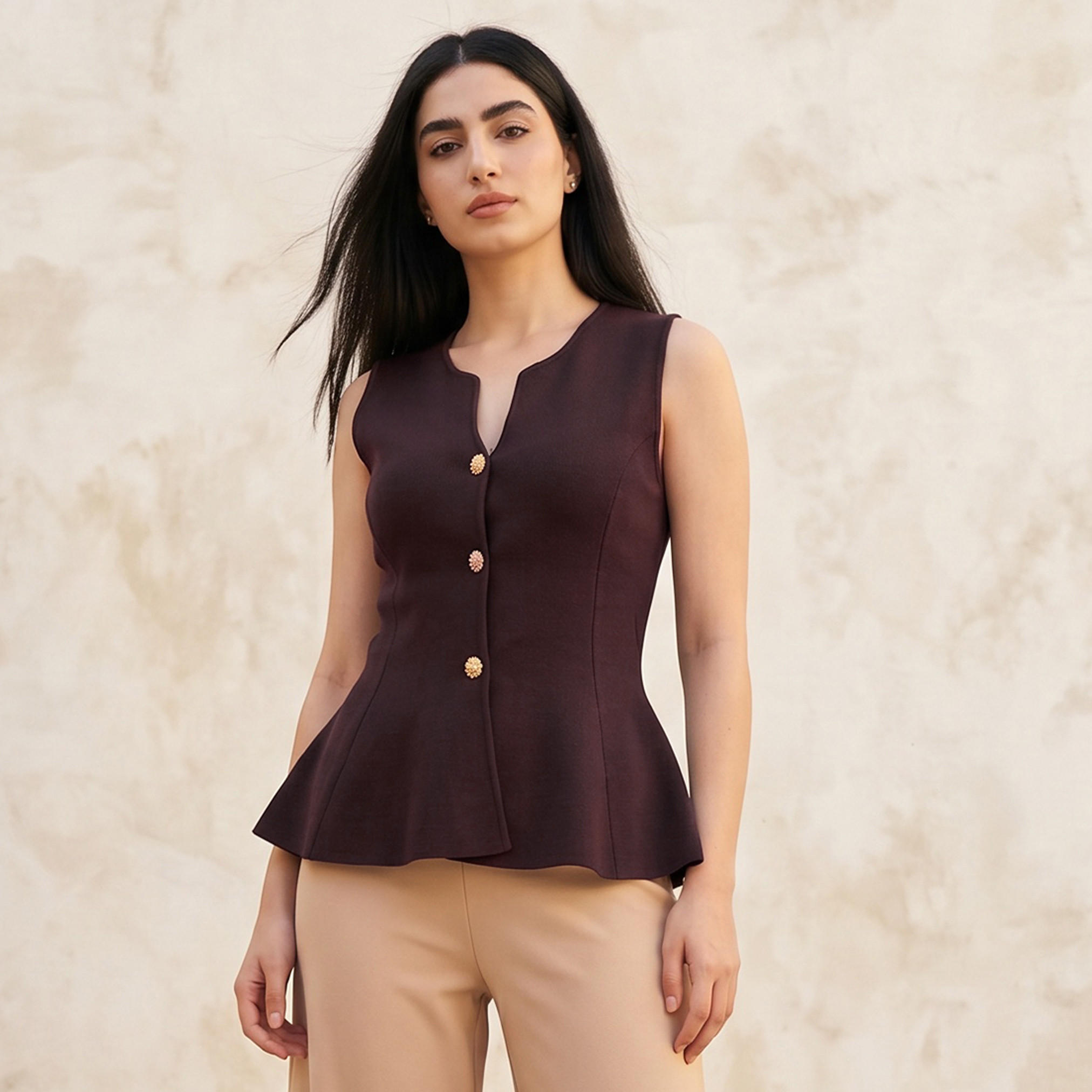 Iconic Peplum Top with Buttoned Placket-women-clothing-shirtsandblouses-blouses-image-1