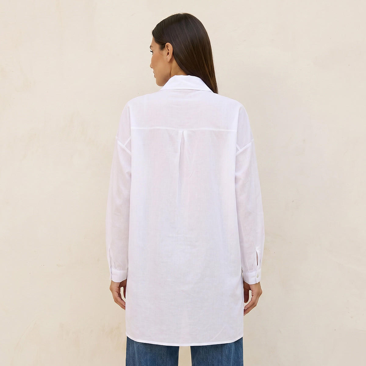 Splash Iconic Embroidered Cotton Shirt High-Low Hem-women-clothing-shirtsandblouses-shirts-image-4