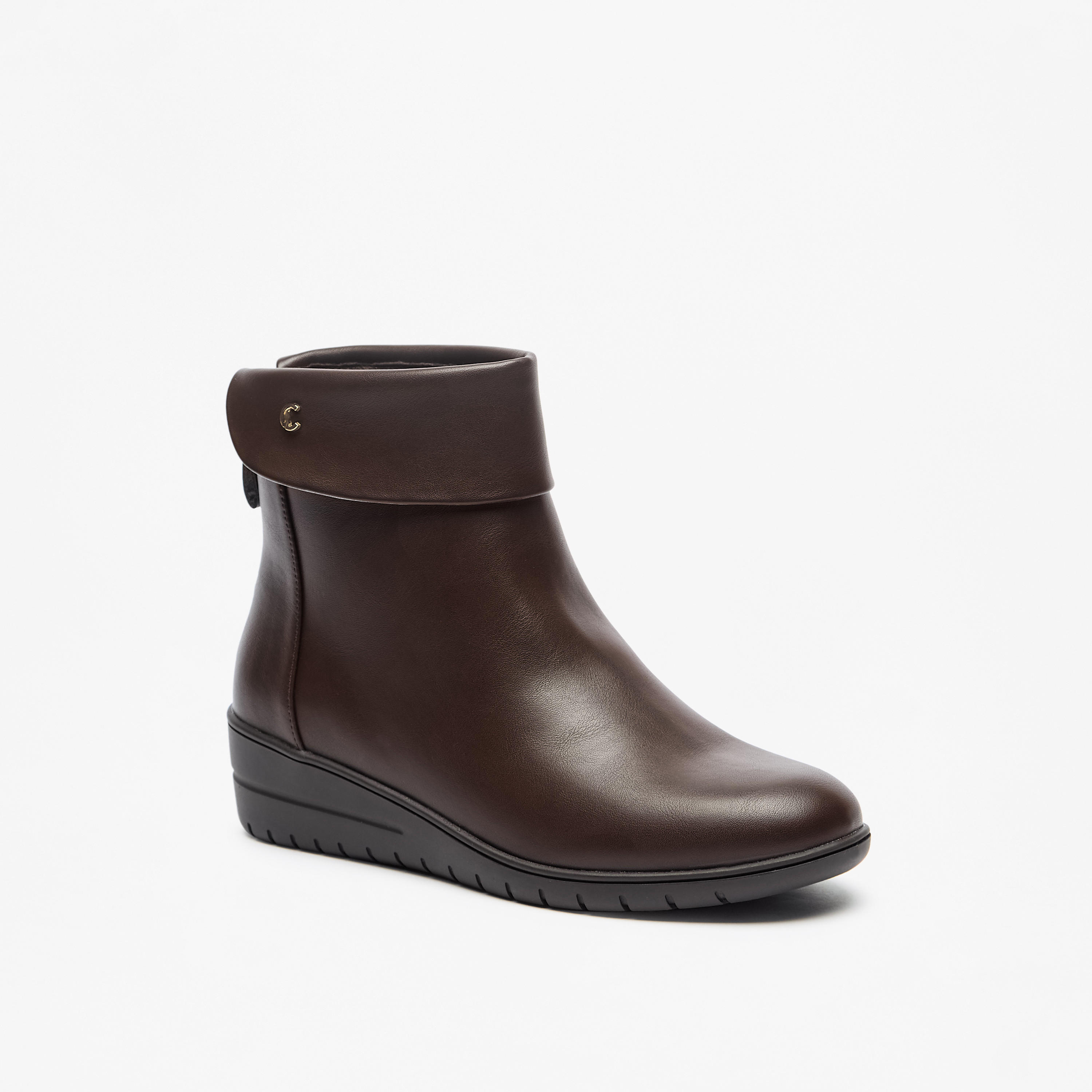 Le Confort Solid Ankle Boots with Zip Closure-women-shoes-boots-image-1