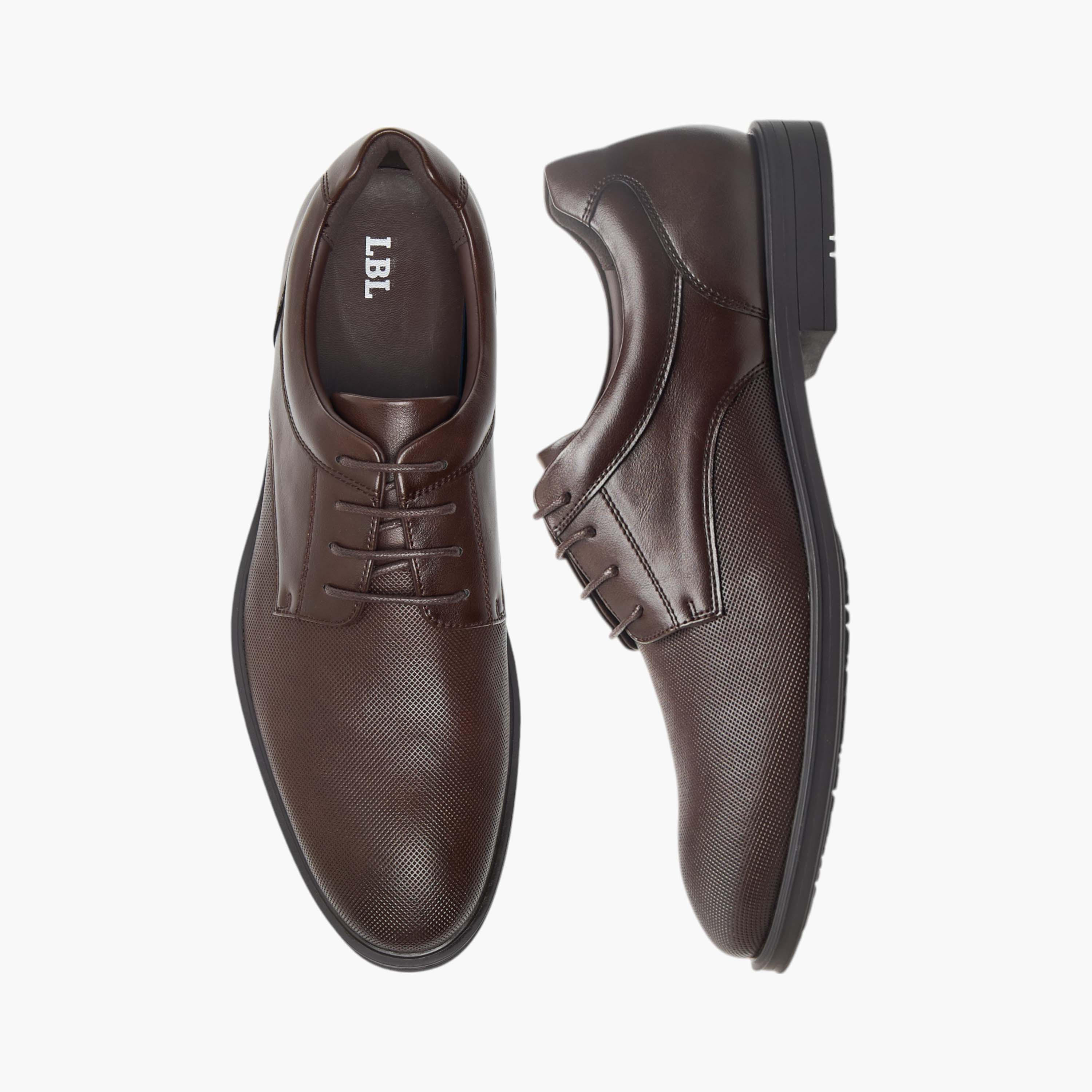 LBL by Shoexpress Textured Derby Shoes with Lace-Up Closure-men-shoes-formalshoes-image-1