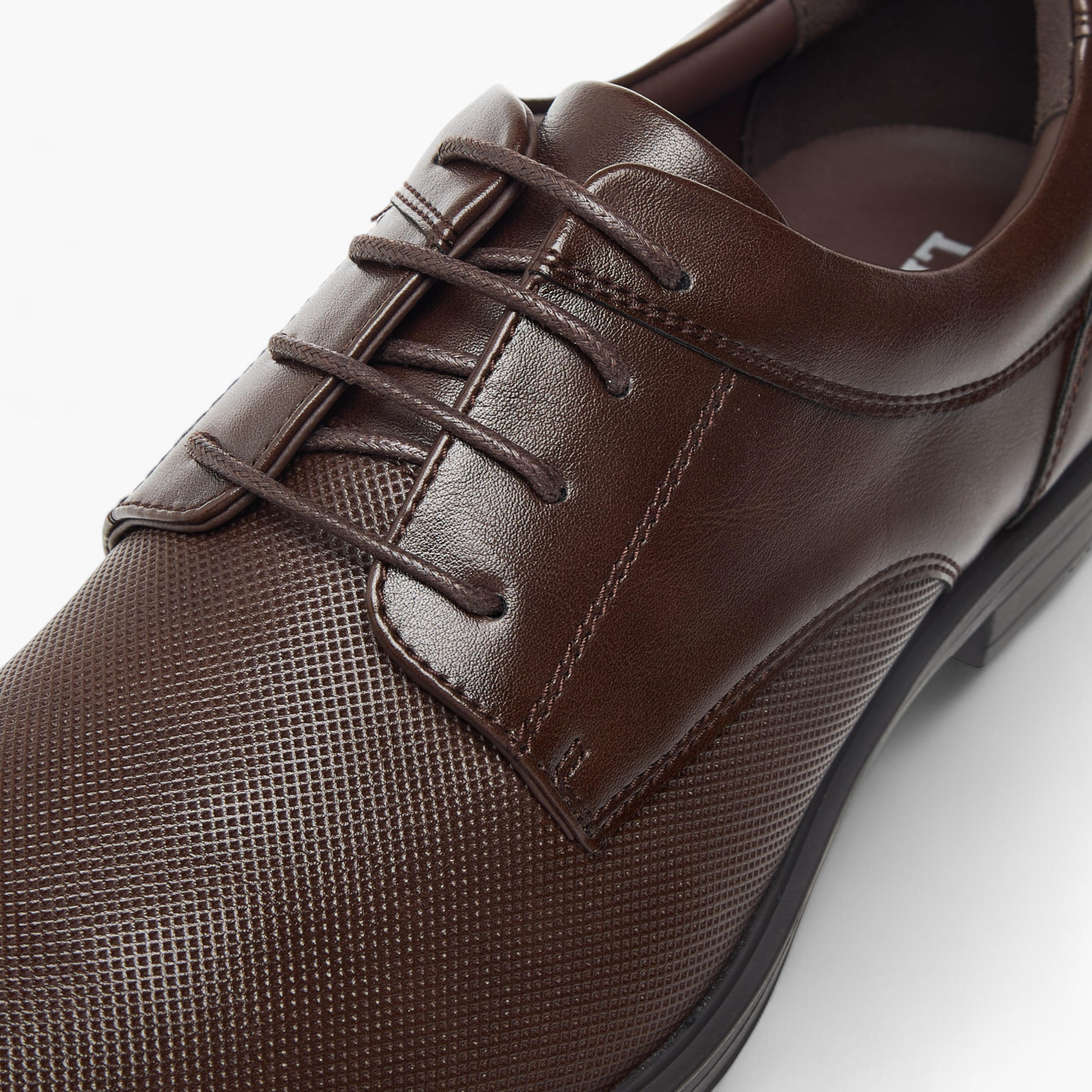 LBL by Shoexpress Textured Derby Shoes with Lace-Up Closure-men-shoes-formalshoes-image-4