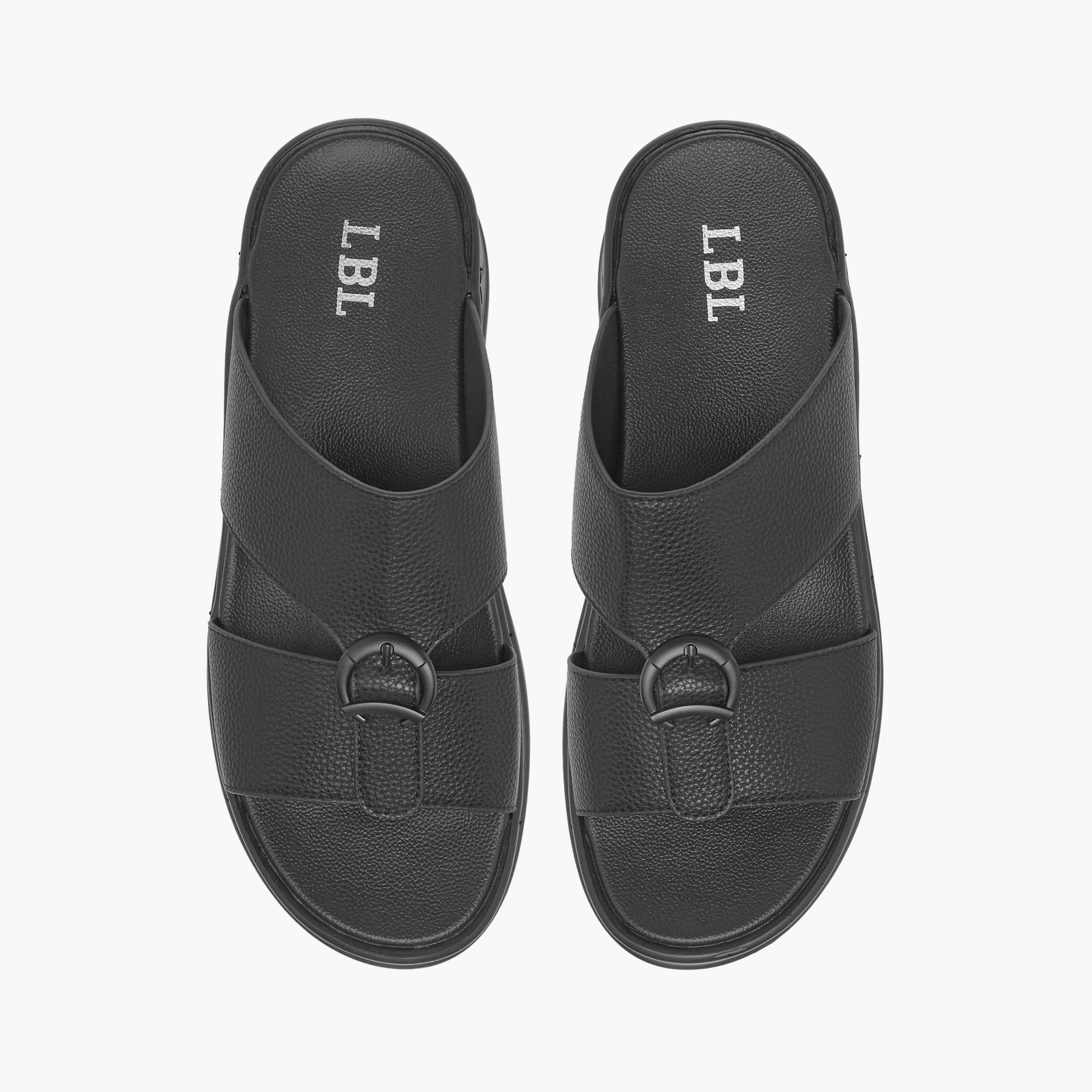 LBL by Shoexpress Textured Slip-On Comfort Arabic Sandals with Buckle Accent-men-shoes-sandals-image-1