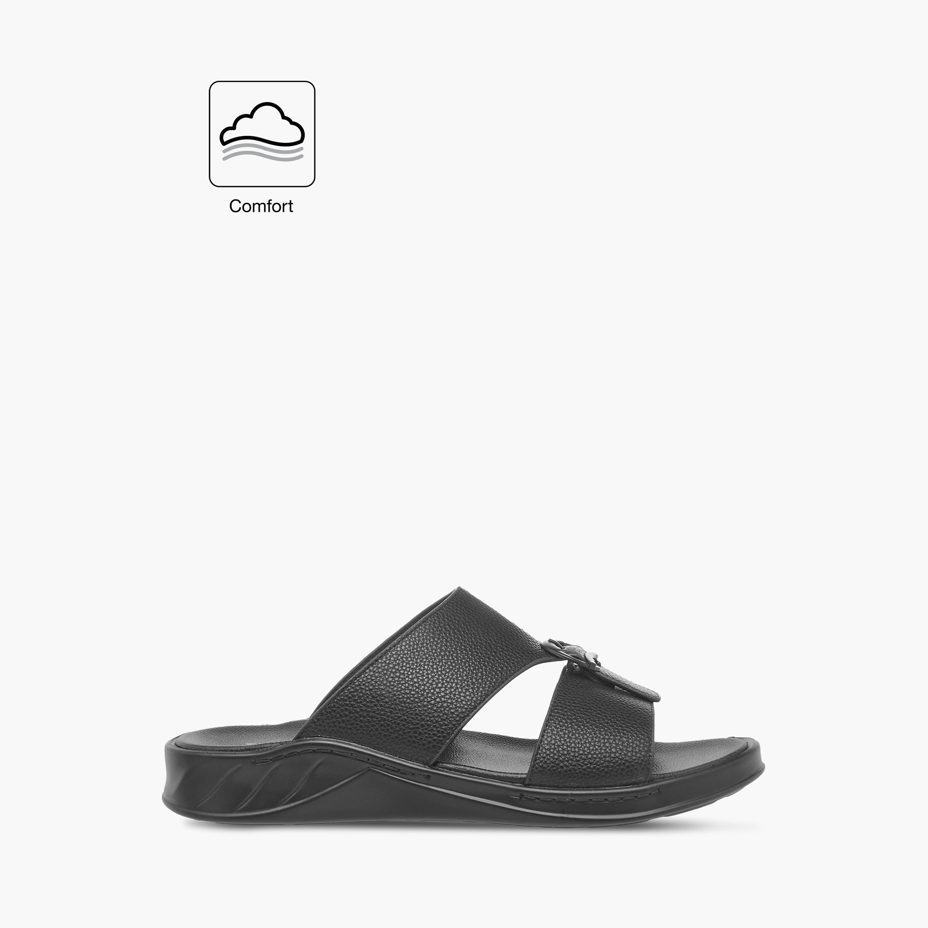 LBL by Shoexpress Textured Slip-On Comfort Arabic Sandals with Buckle Accent-men-shoes-sandals-image-2