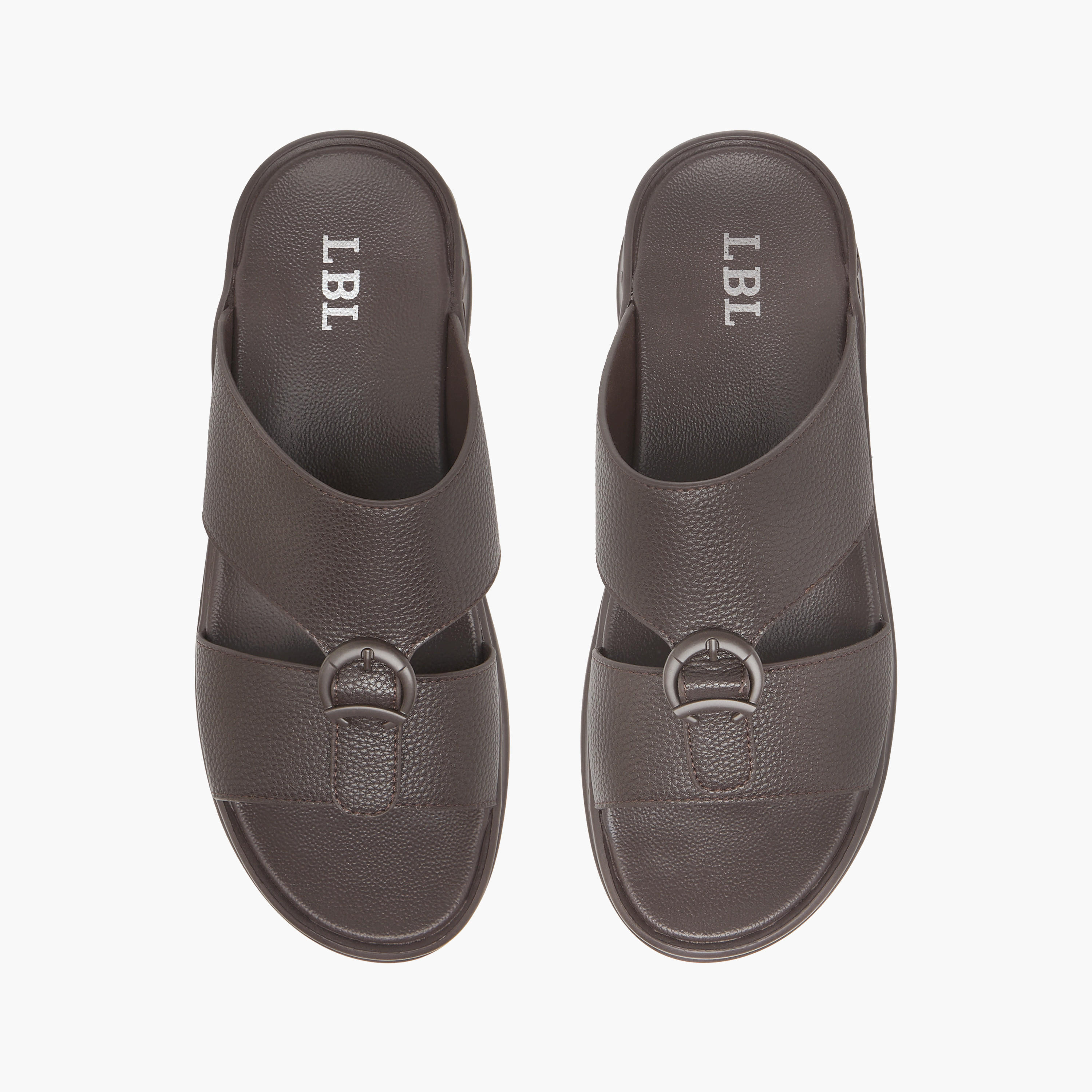 LBL by Shoexpress Textured Slip-On Comfort Arabic Sandals with Buckle Accent-men-shoes-sandals-image-1