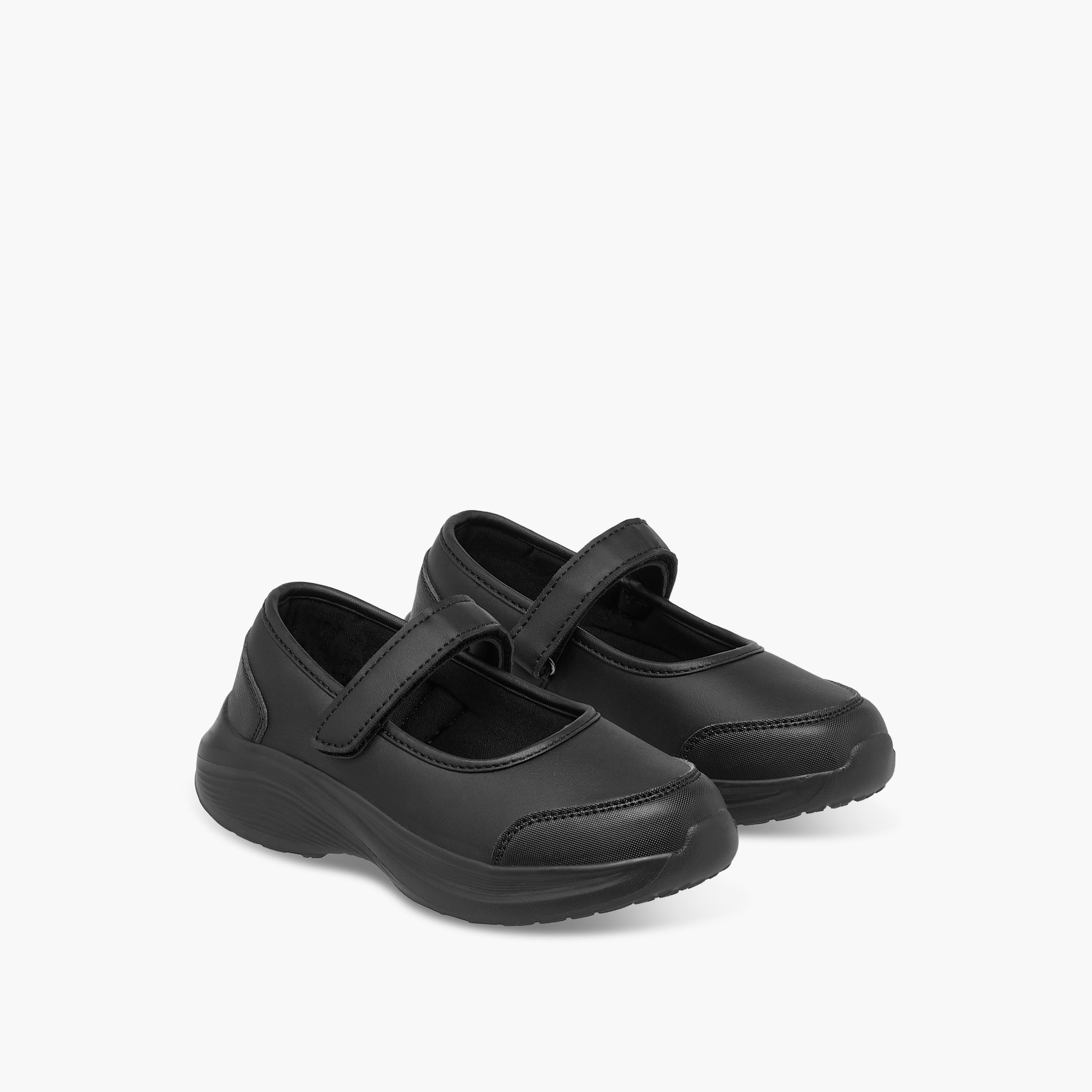 Dash Solid School Shoes with Hook and Loop Closure-girls-shoes-sports-image-1