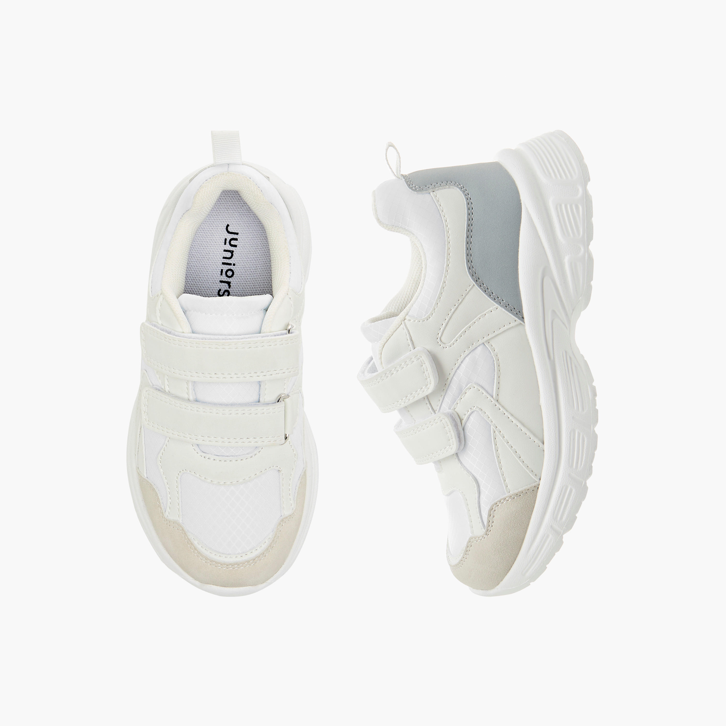 Juniors Panelled Sneakers with Hook and Loop Closure-girls-shoes-sneakers-image-1