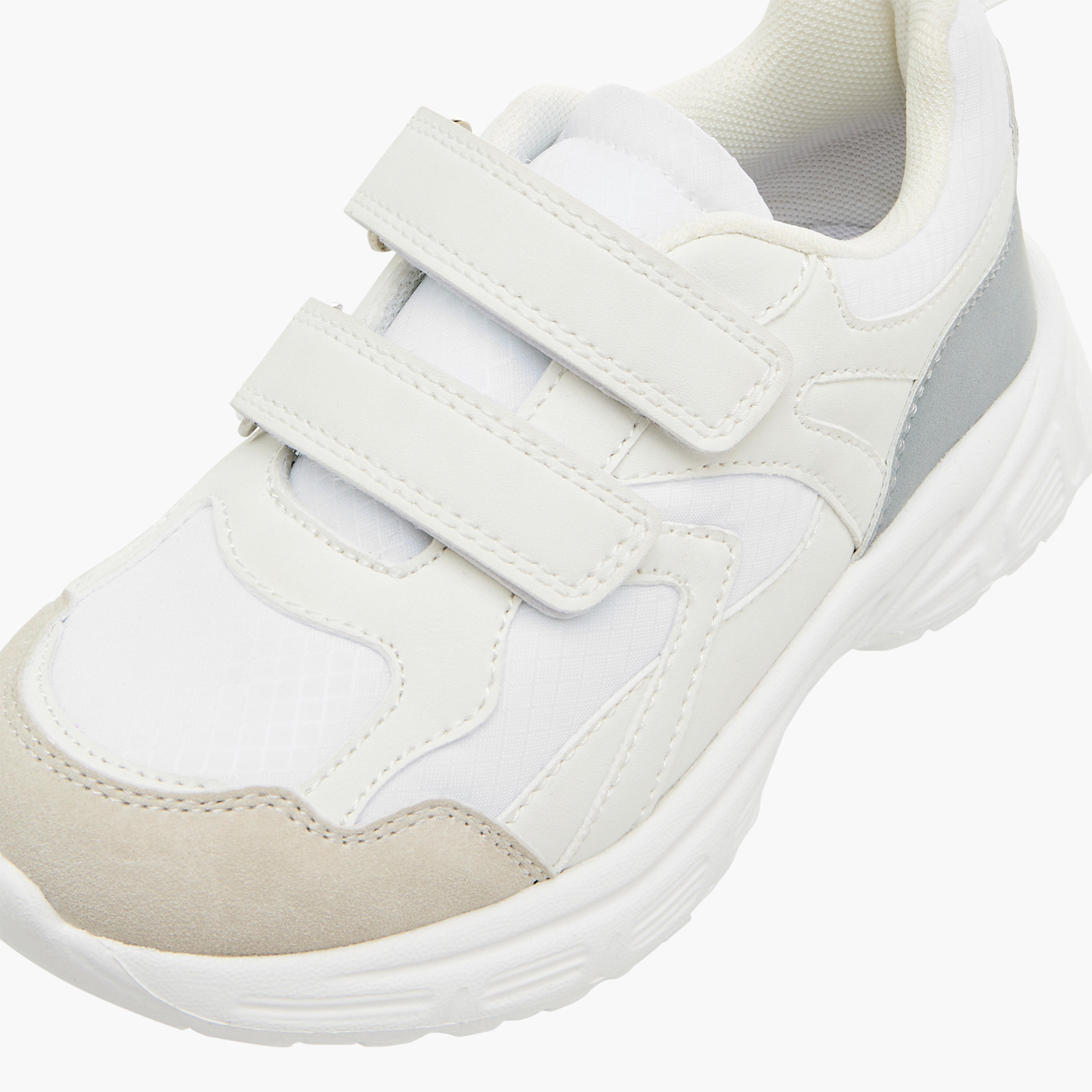 Juniors Panelled Sneakers with Hook and Loop Closure-girls-shoes-sneakers-image-4