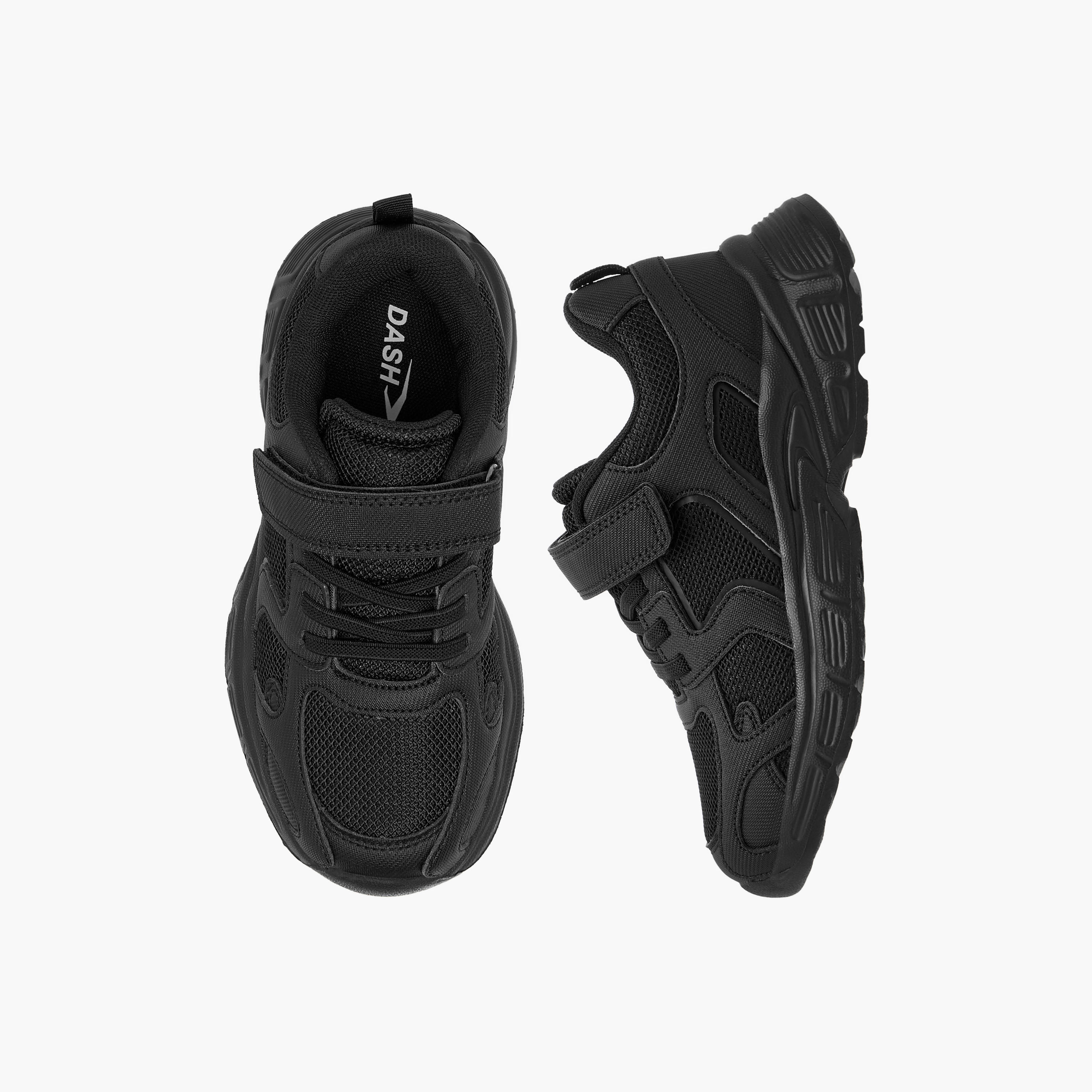 Dash Panelled School Shoes with Hook and Loop Closure-girls-shoes-schoolshoes-image-1