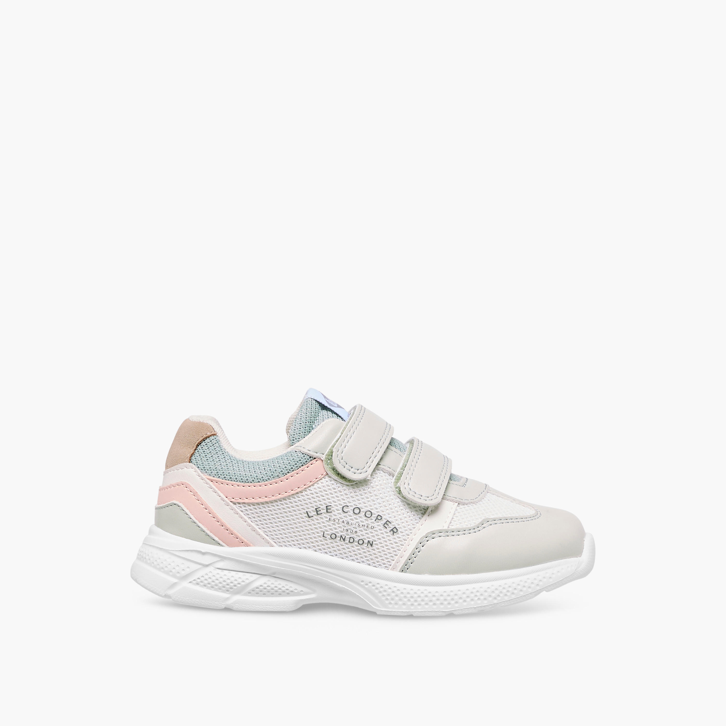 Lee Cooper Girls' Panelled Sneakers with Hook and Loop Closure-girls-shoes-sneakers-image-3