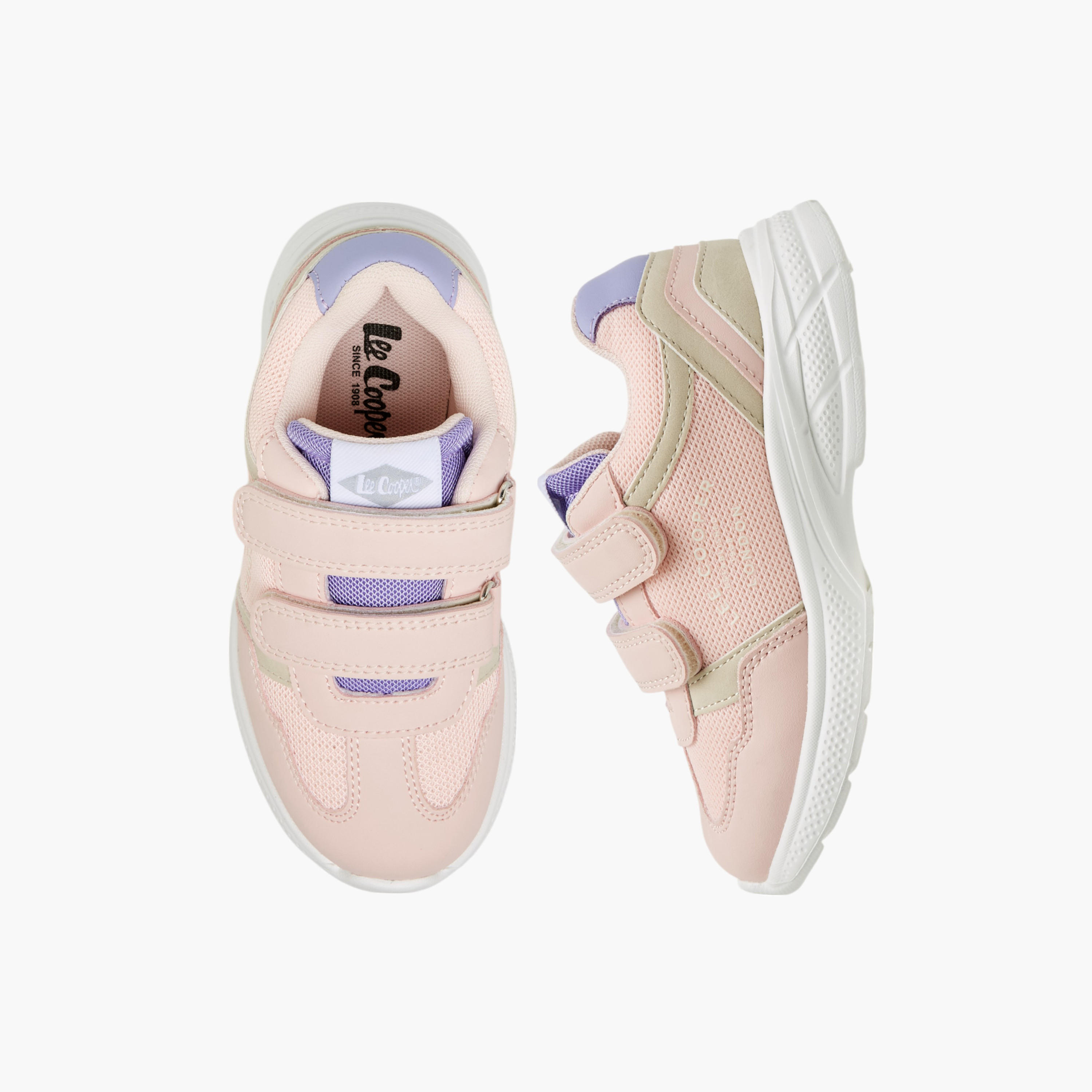 Lee Cooper Girls' Panelled Sneakers with Hook and Loop Closure-girls-shoes-sneakers-image-1
